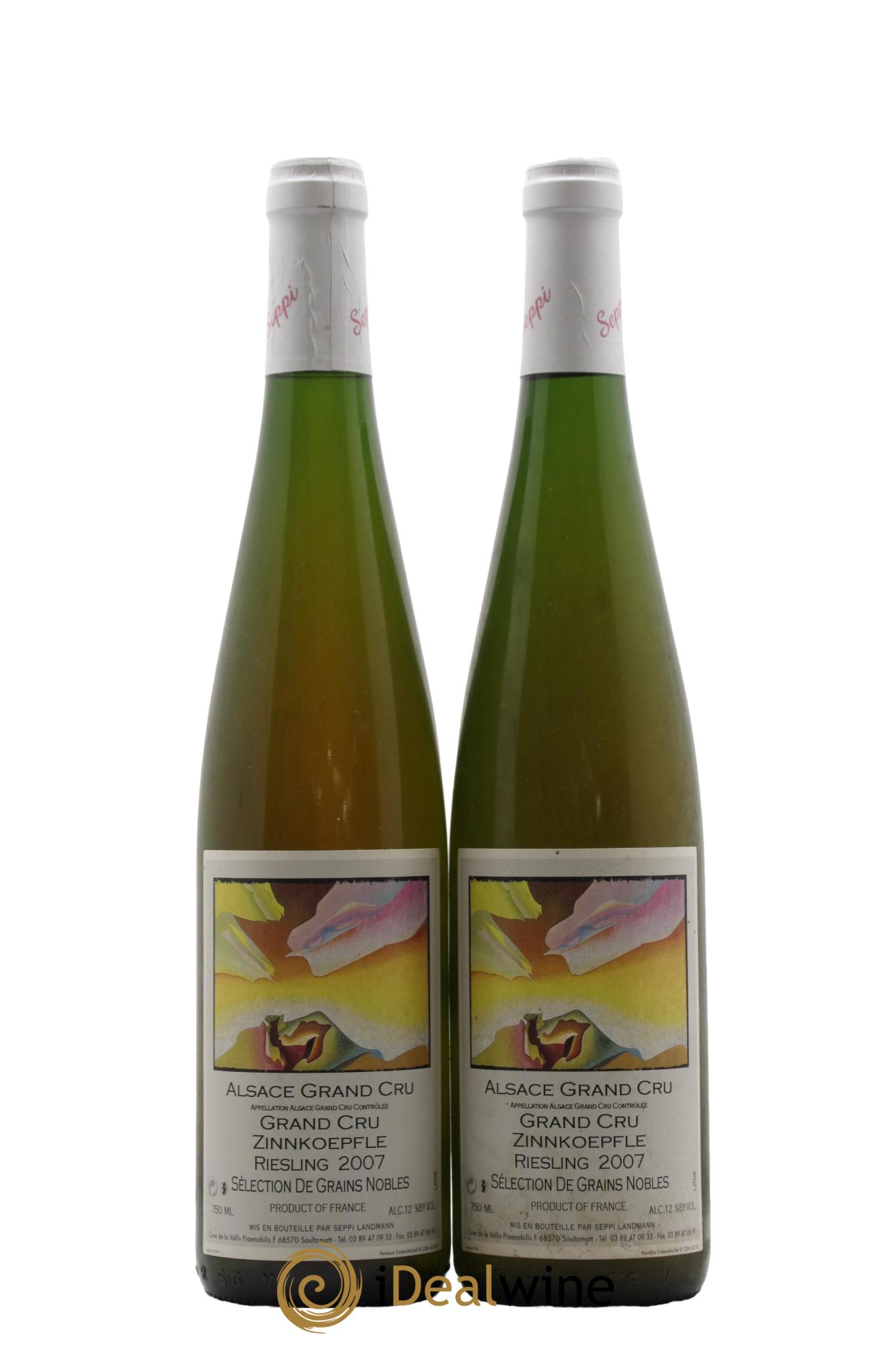 Alsace Grand Cru Riesling Zinnkoepfle Sélection de Grains Nobles Seppi Landmann 2007 - Lotto di 2 bottiglie - 0