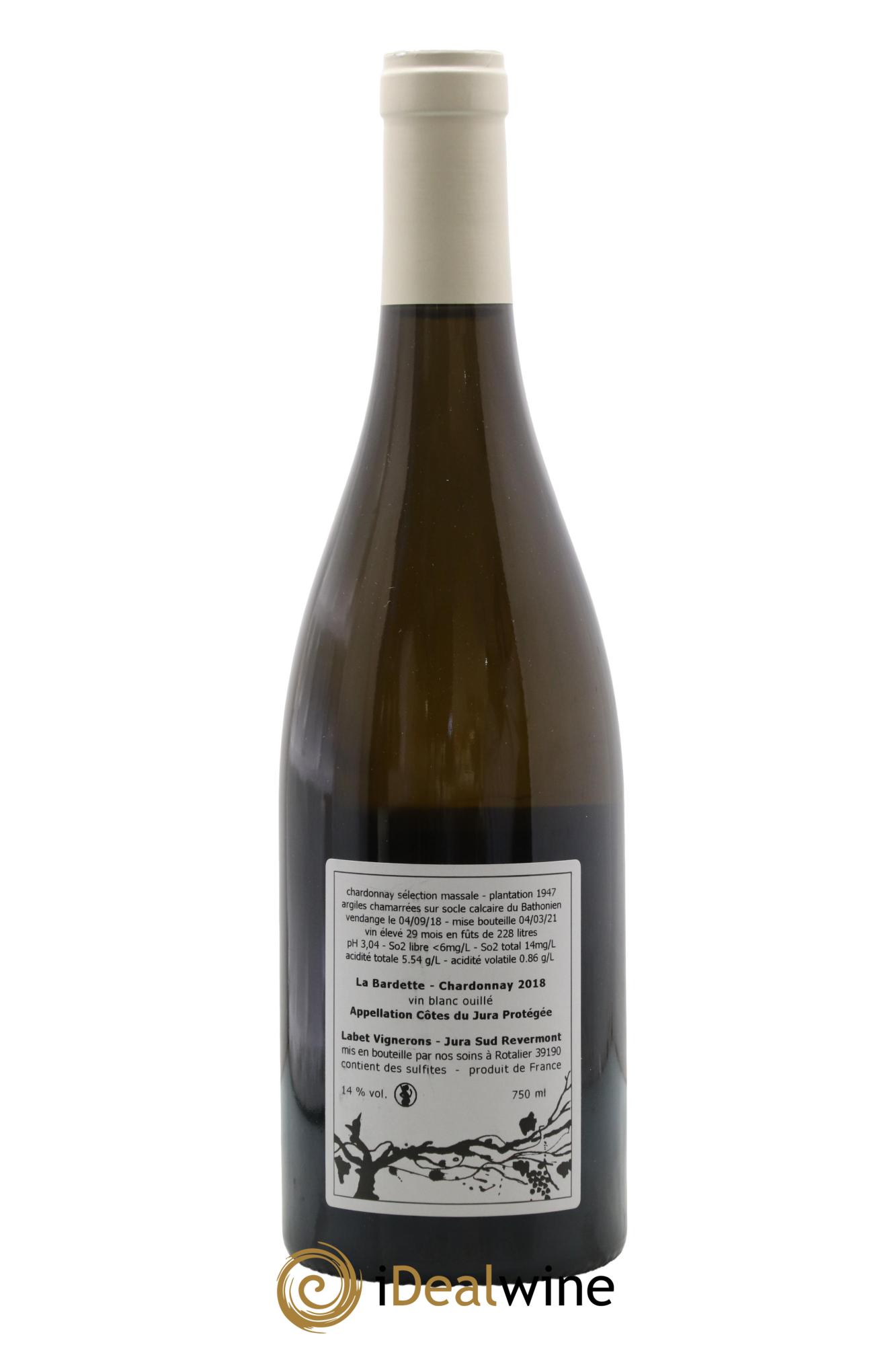 Côtes du Jura Chardonnay La Bardette Romain - Julien - Charline Labet 2018 - Lot de 1 bouteille - 1
