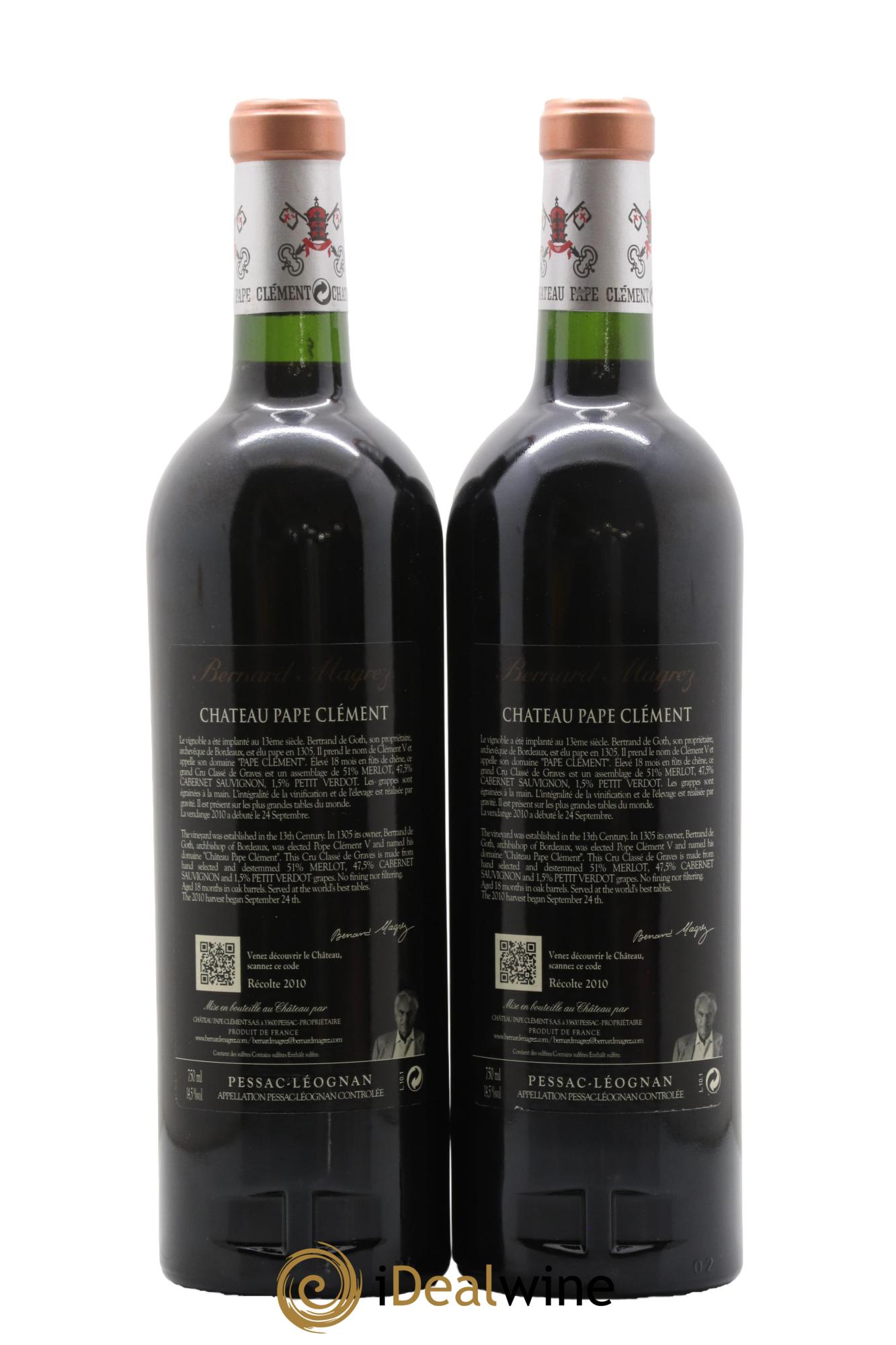 Château Pape Clément Cru Classé de Graves 2010 - Lot of 2 bottles - 1