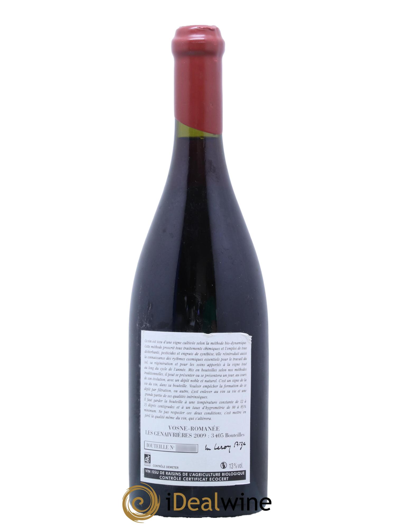 Vosne-Romanée Les Genaivrières Leroy (Domaine) 2009 - Lot de 1 bouteille - 1