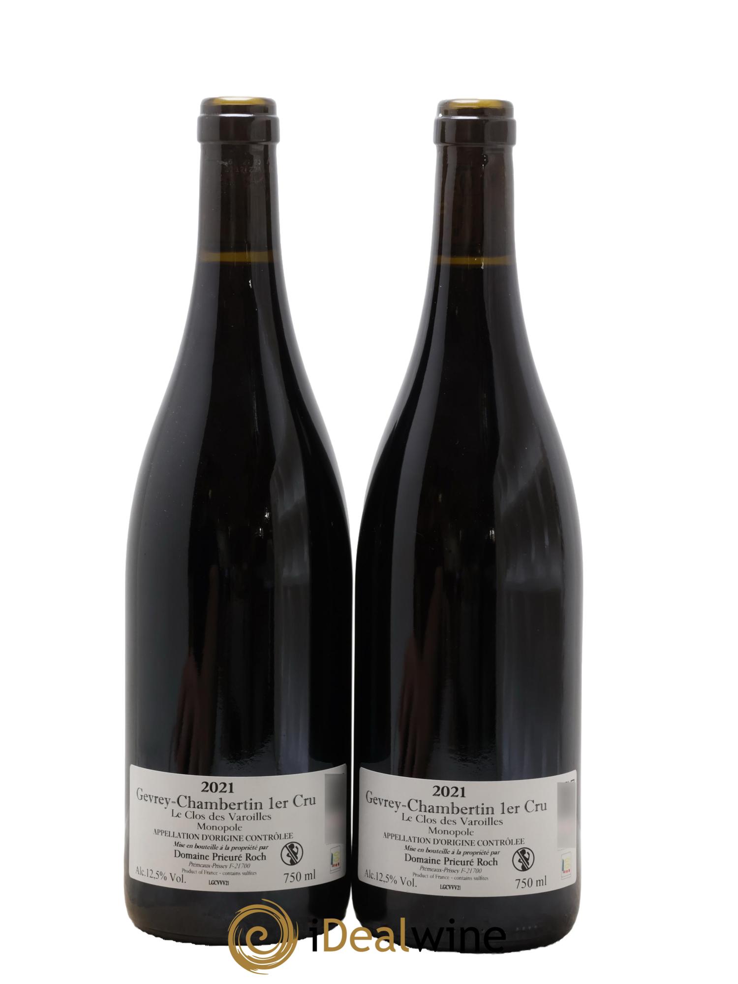 Gevrey-Chambertin 1er Cru Le Clos des Varoilles Vieilles Vignes Monopole Prieuré Roch 2021 - Lot de 2 bouteilles - 1