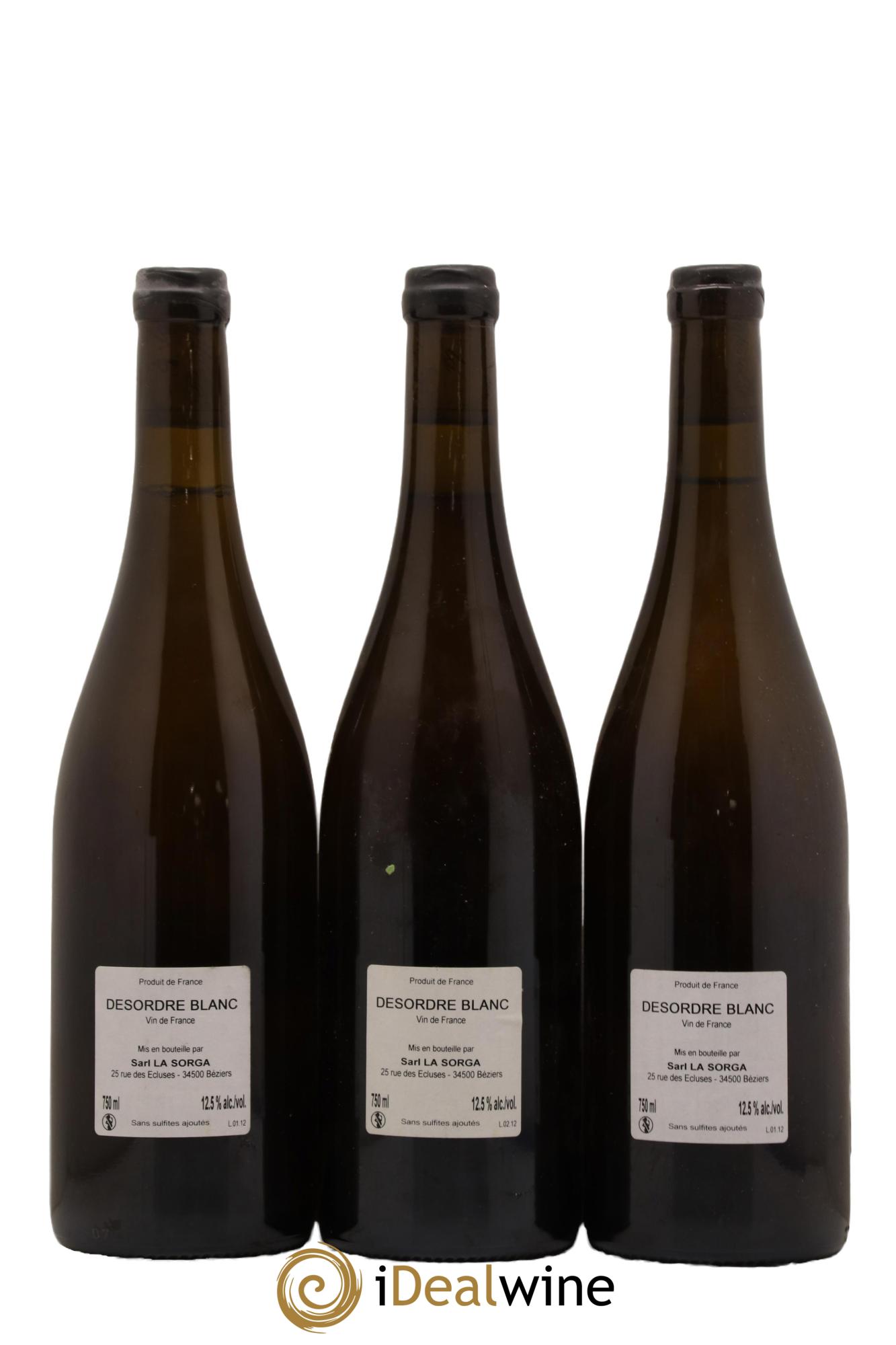 Vin de France Desordre blanc La Sorga Anthony Tortul 2012 - Posten von 3 Flaschen - 1