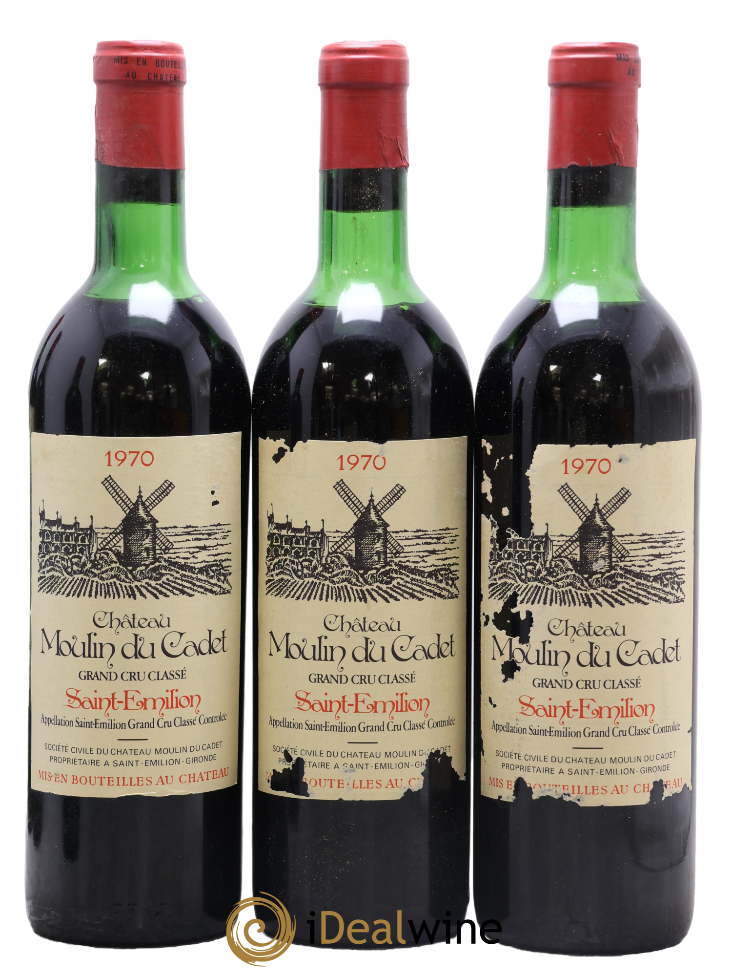 Château Moulin du Cadet Grand Cru Classé 1970 - Lotto di 3 bottiglie - 0
