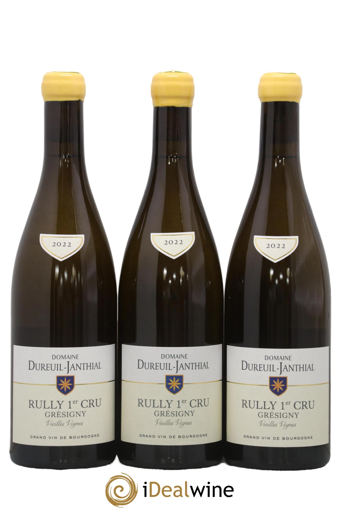 Rully 1er Cru Vieilles Vignes Grésigny Vincent Dureuil-Janthial 2022 - Lot de 3 bouteilles - 0