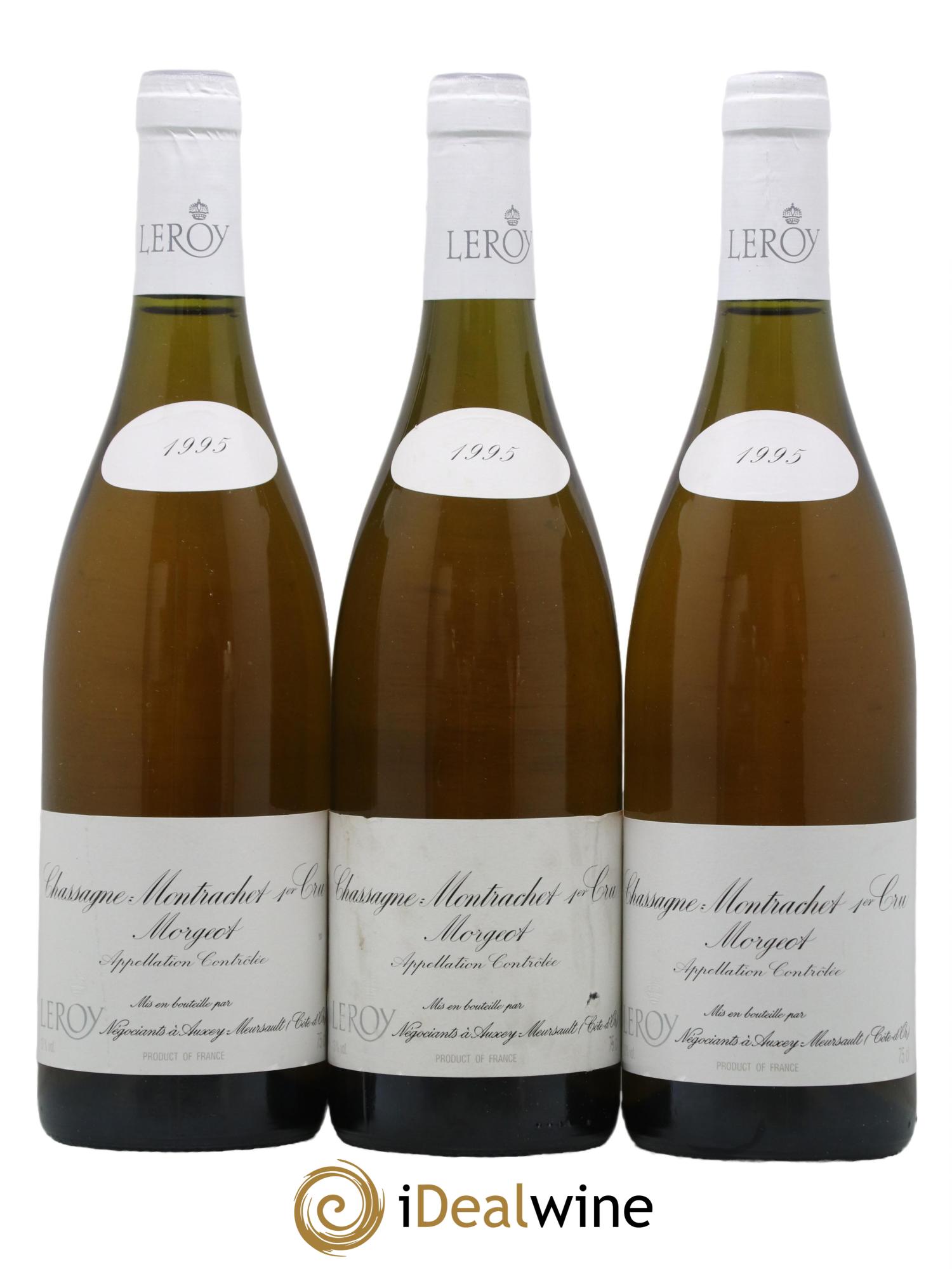 Chassagne-Montrachet 1er Cru Morgeot Leroy SA 1995 - Lot de 3 bouteilles - 0