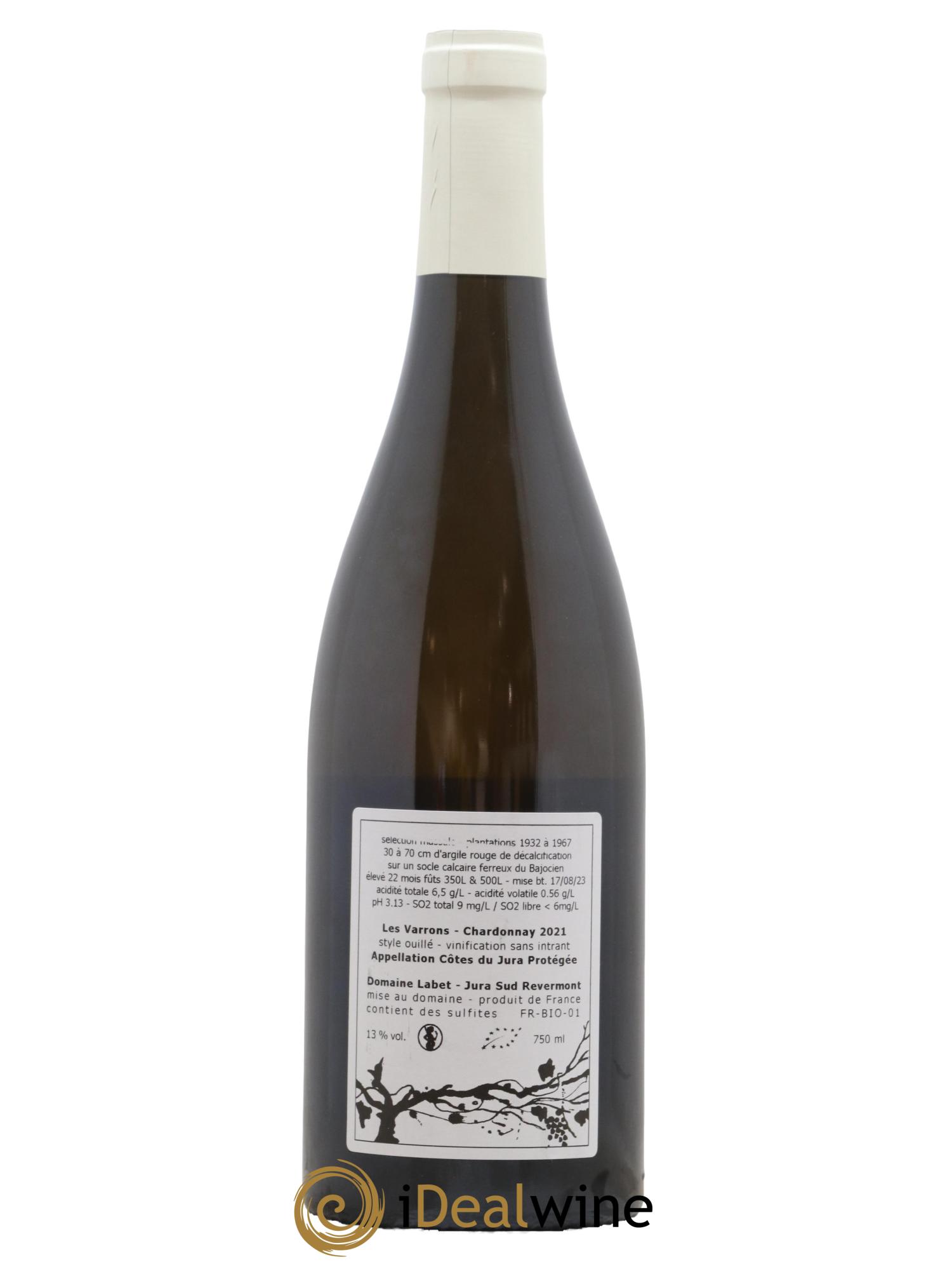 Côtes du Jura Chardonnay Les Varrons Romain - Julien - Charline Labet Selections massales 2021 - Lot de 1 bouteille - 1