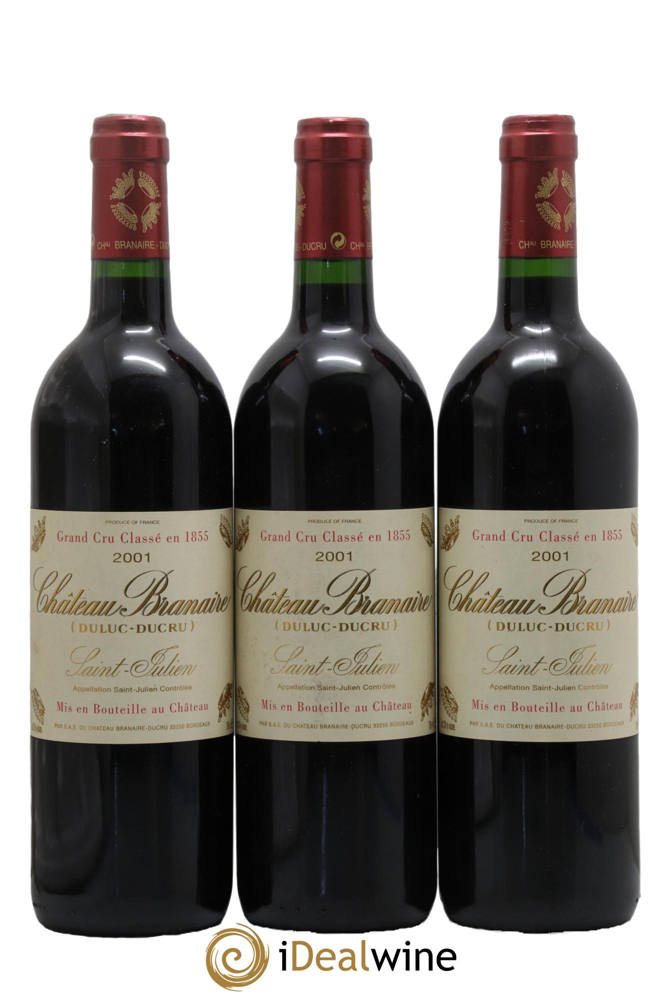 Château Branaire Ducru 4ème Grand Cru Classé 2001 - Posten von 3 Flaschen - 0