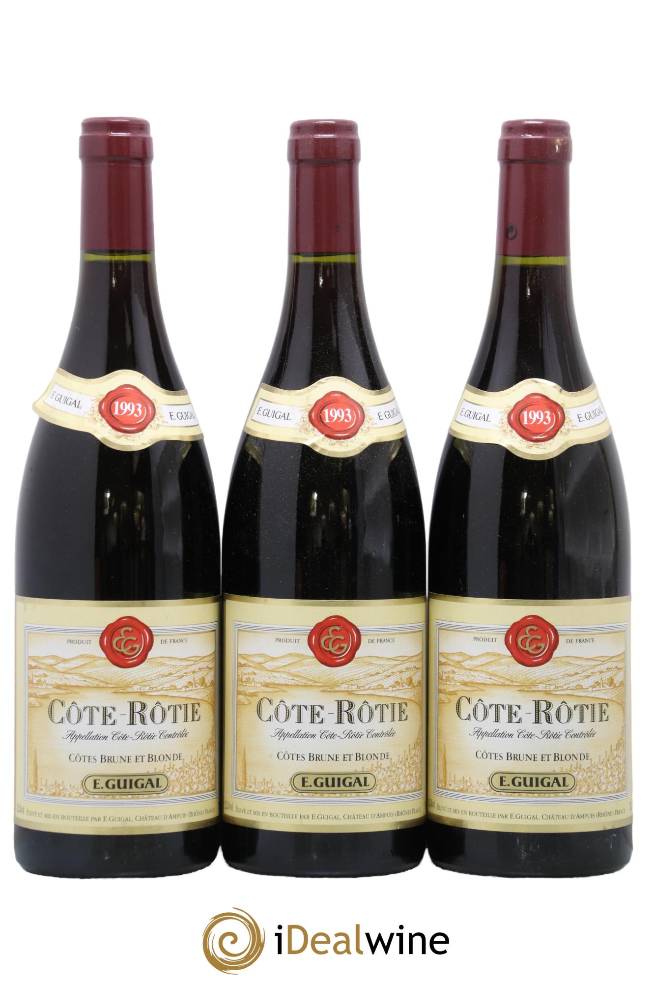 Côte-Rôtie Côtes Brune et Blonde Guigal 1993 - Posten von 3 Flaschen - 0