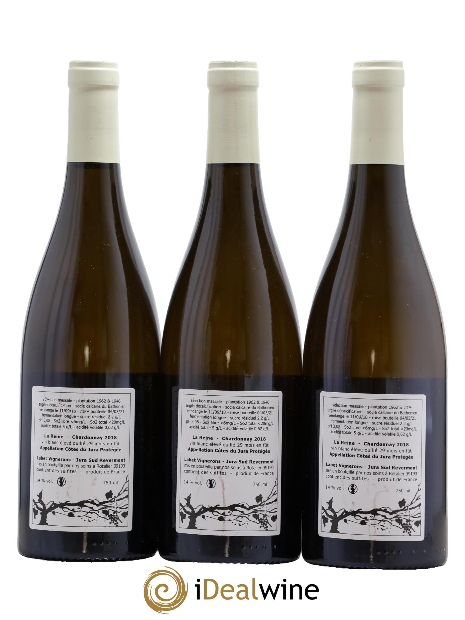 Côtes du Jura Chardonnay La Reine Romain - Julien - Charline Labet 2018 - Lot de 3 bouteilles - 1