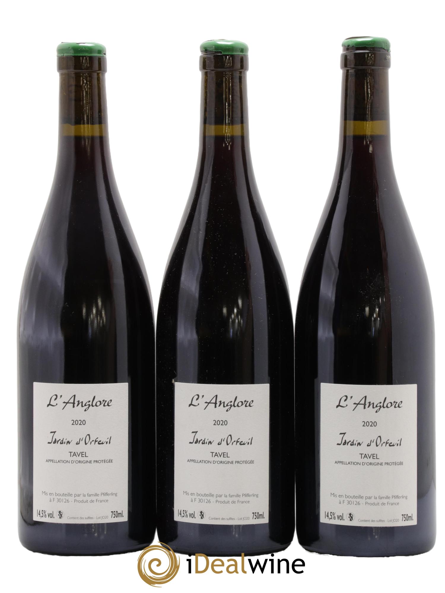 Tavel Jardin D'Orfeuil L'Anglore  2020 - Lot of 3 bottles - 1
