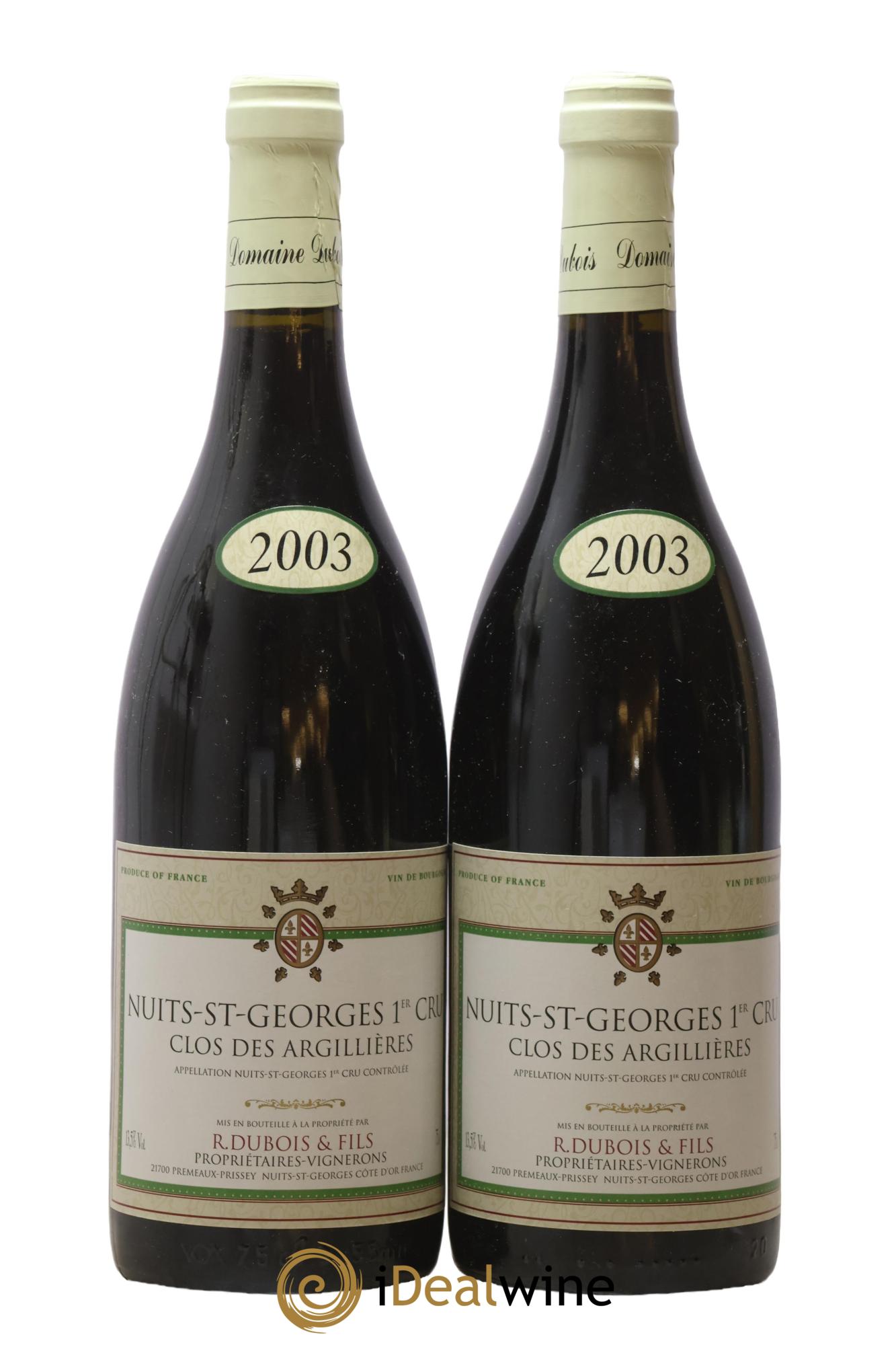 Nuits-Saint-Georges 1er Cru Clos des Argillières - R.Dubois & Fils 2003 - Lot de 2 bouteilles - 0