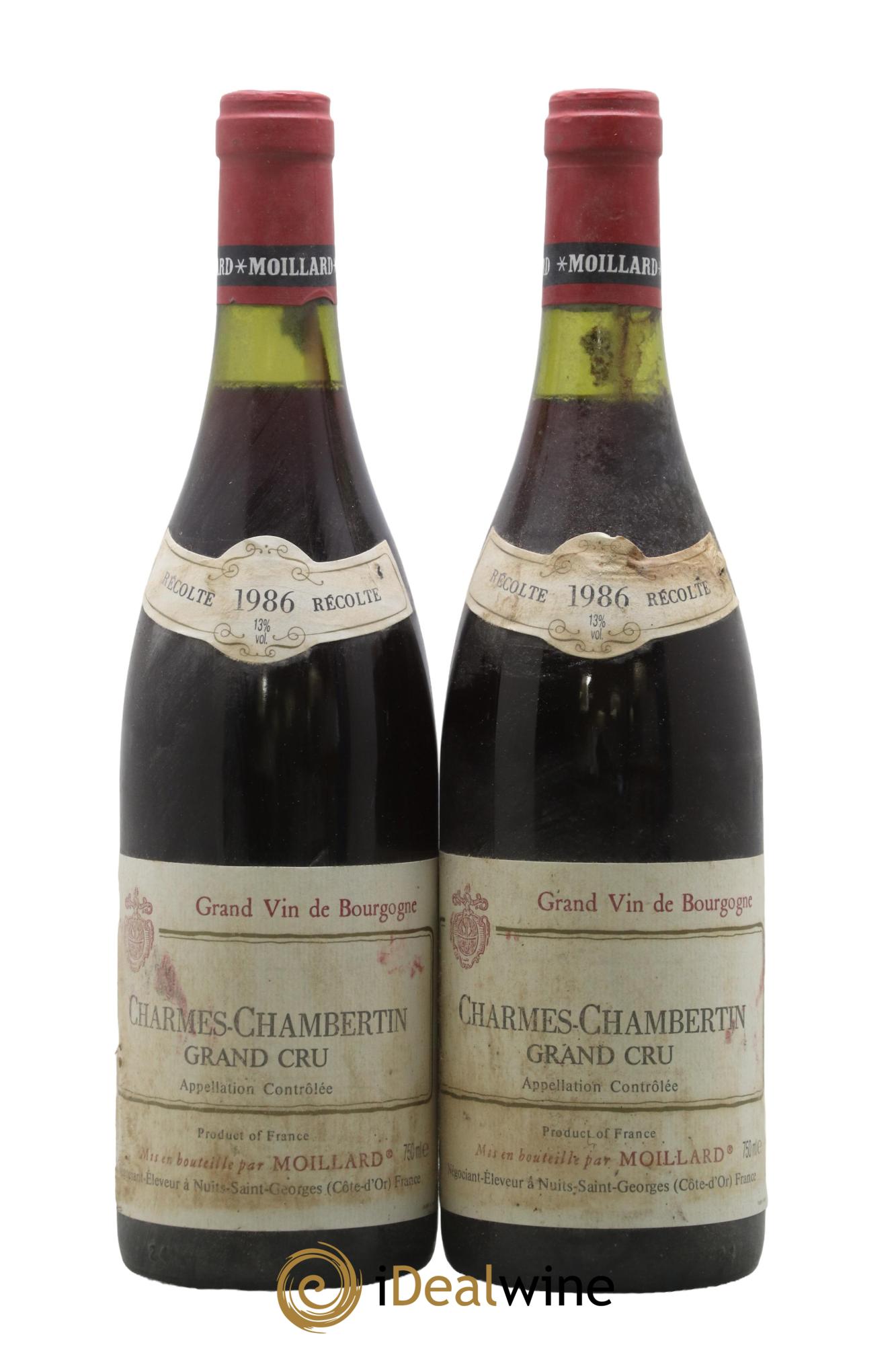 Charmes-Chambertin Grand Cru Domaine Moillard 1986 - Lot of 2 bottles - 0