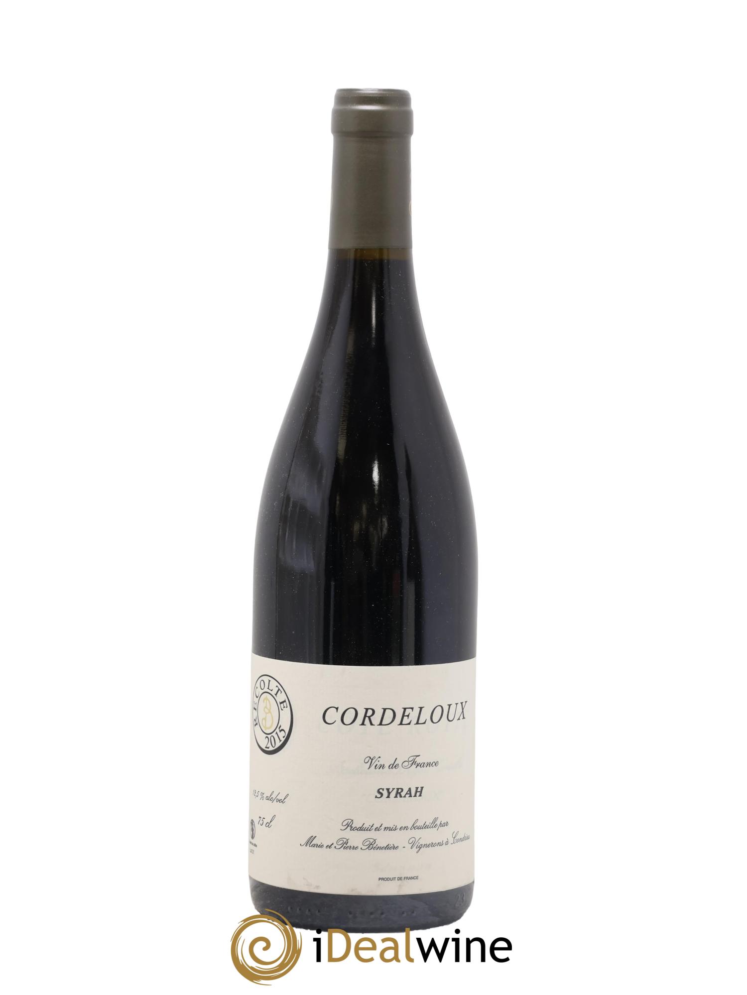 Vin de France Syrah Cordeloux Marie et Pierre Bénetière (Domaine) 2015 - Lot de 1 bouteille - 0