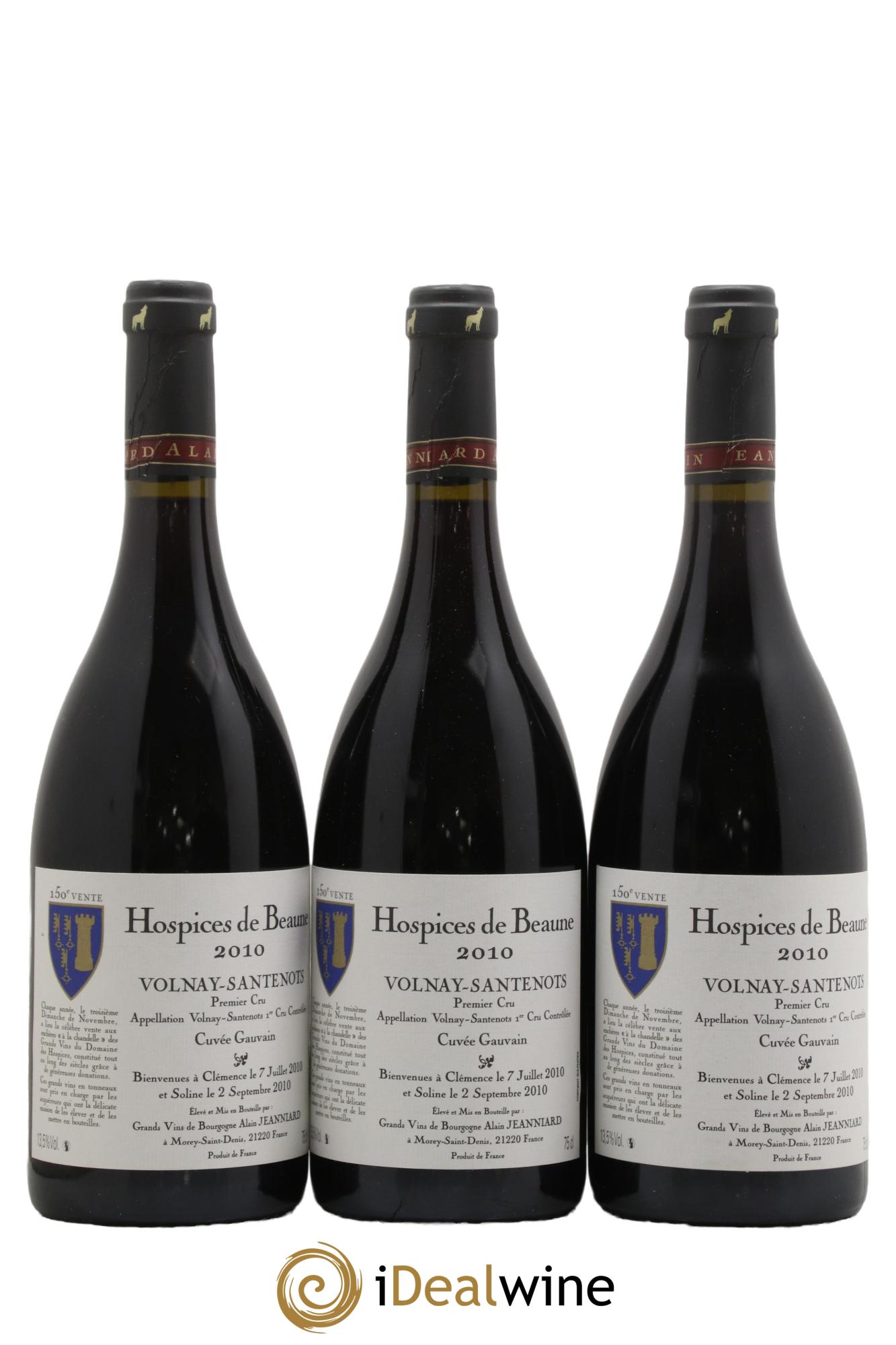 Volnay 1er Cru Santenots Cuvée Gauvain Hospices de Beaune 2010 - Lotto di 3 bottiglie - 0