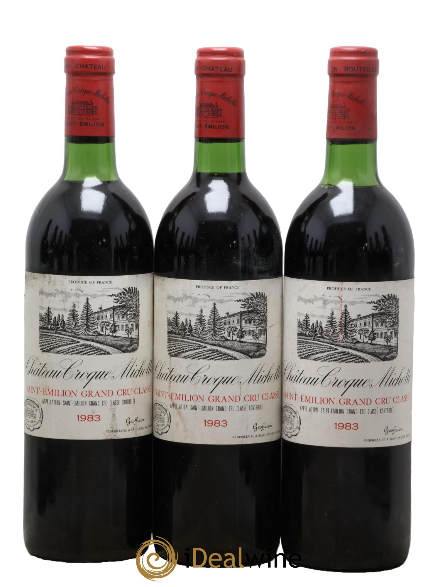 Château Croque Michotte 1983 - Lot of 3 bottles - 0