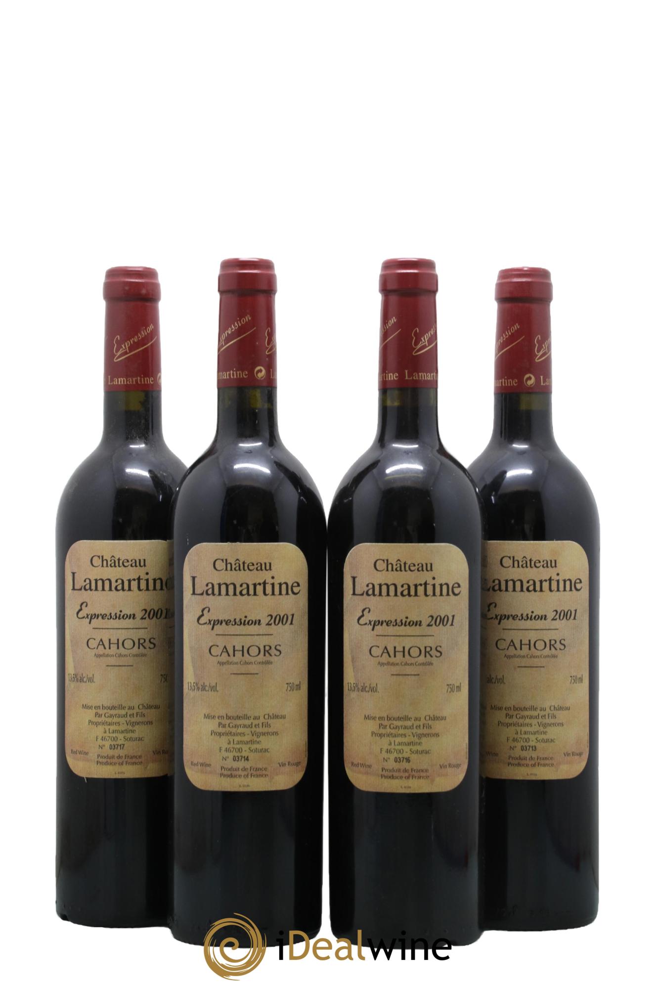 Cahors Expression Château Lamartine 2001 - Lot de 4 bouteilles - 0