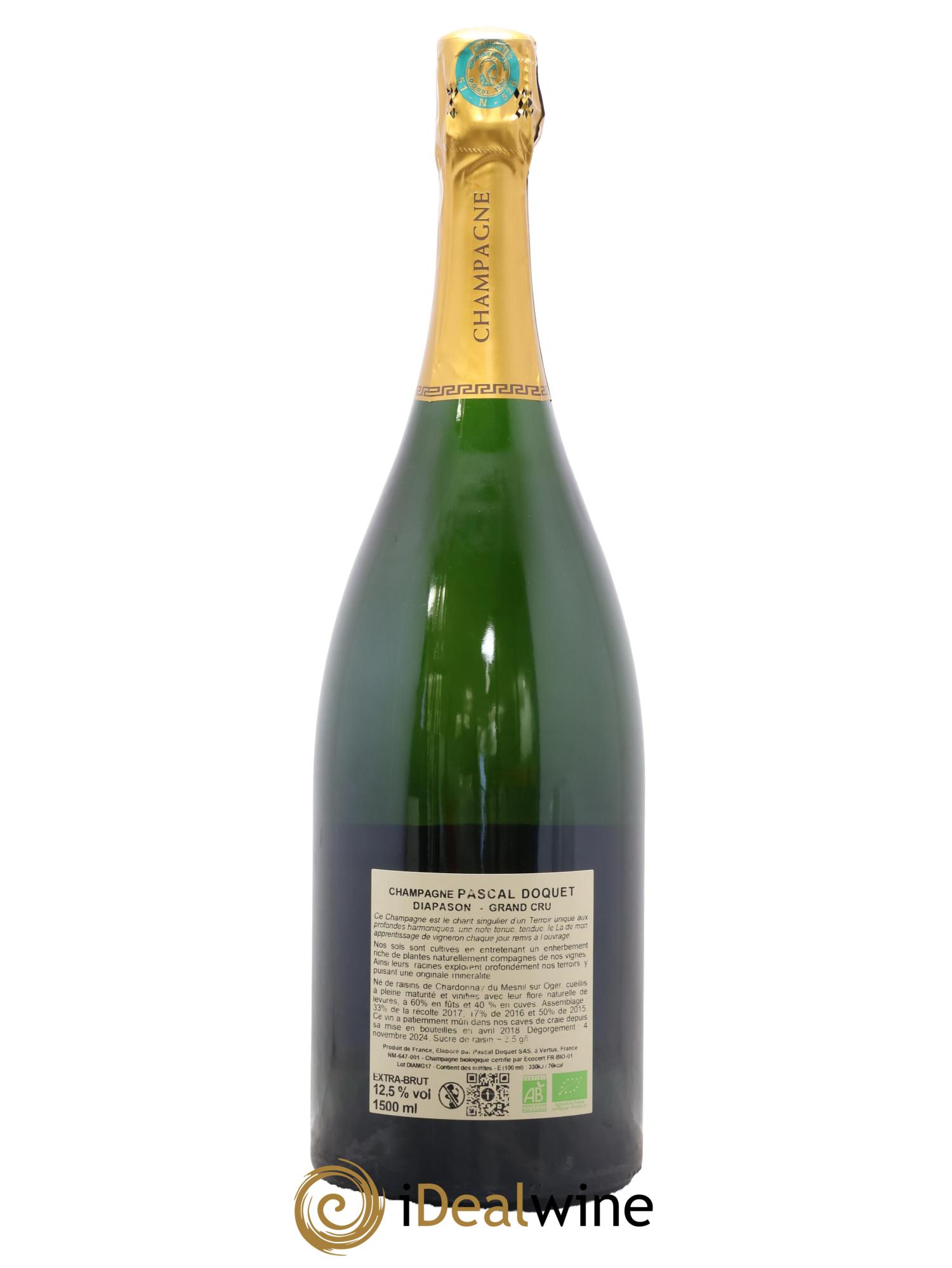 Champagne Grand Cru Extra-Brut Blanc De Blancs Diapason Pascal Doquet - Lot of 1 magnum - 1