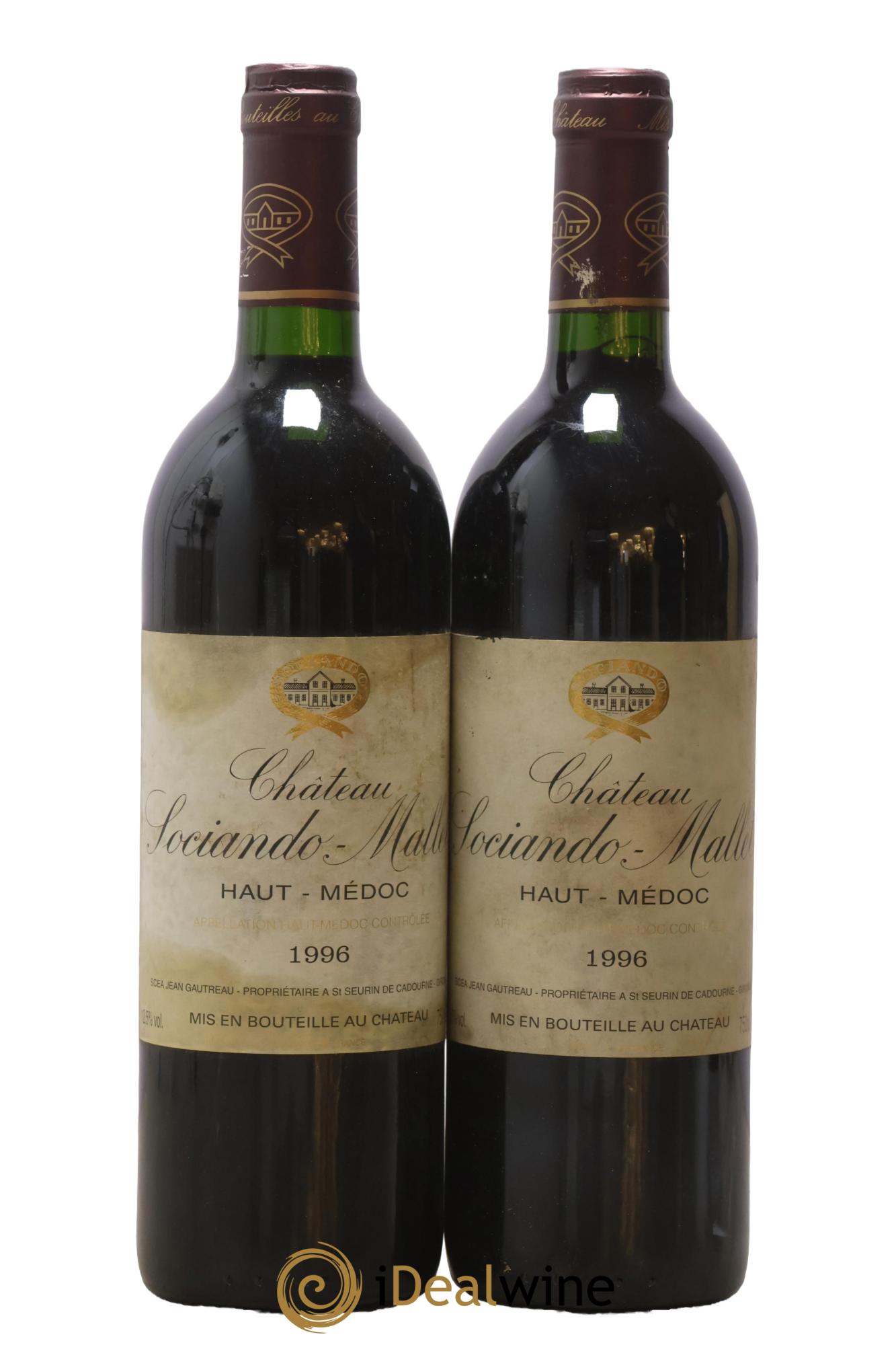 Château Sociando Mallet 1996 - Lot de 2 bouteilles - 0