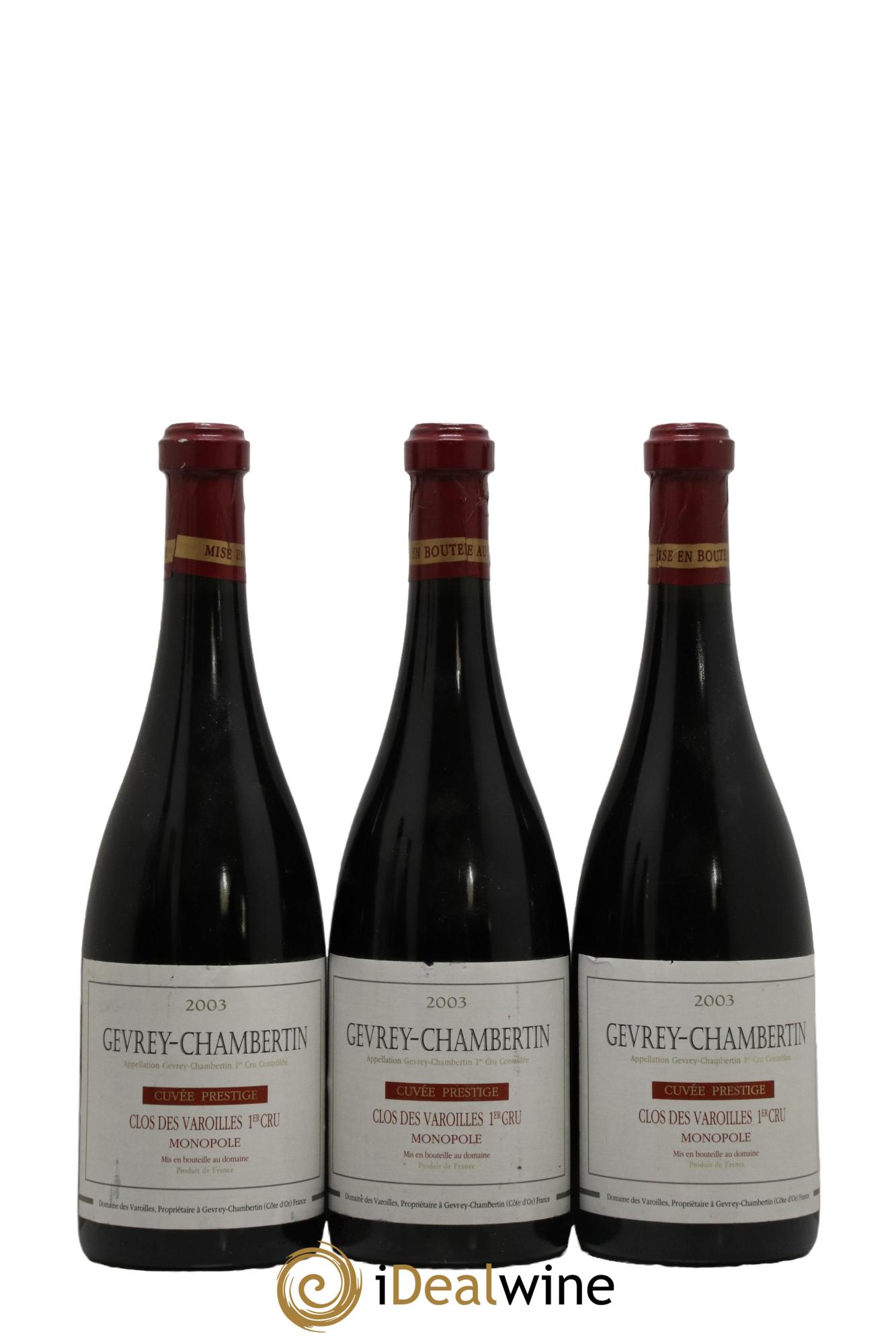 Gevrey-Chambertin 1er Cru Clos des Varoilles Monopole Varoilles (Domaine des)  2003 - Lot of 12 bottles - 2