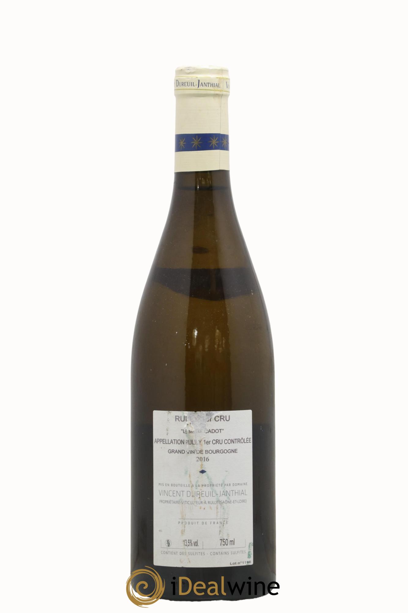 Rully 1er Cru Le Meix Cadot Vieilles Vignes Vincent Dureuil-Janthial 2016 - Lot de 1 bouteille - 1