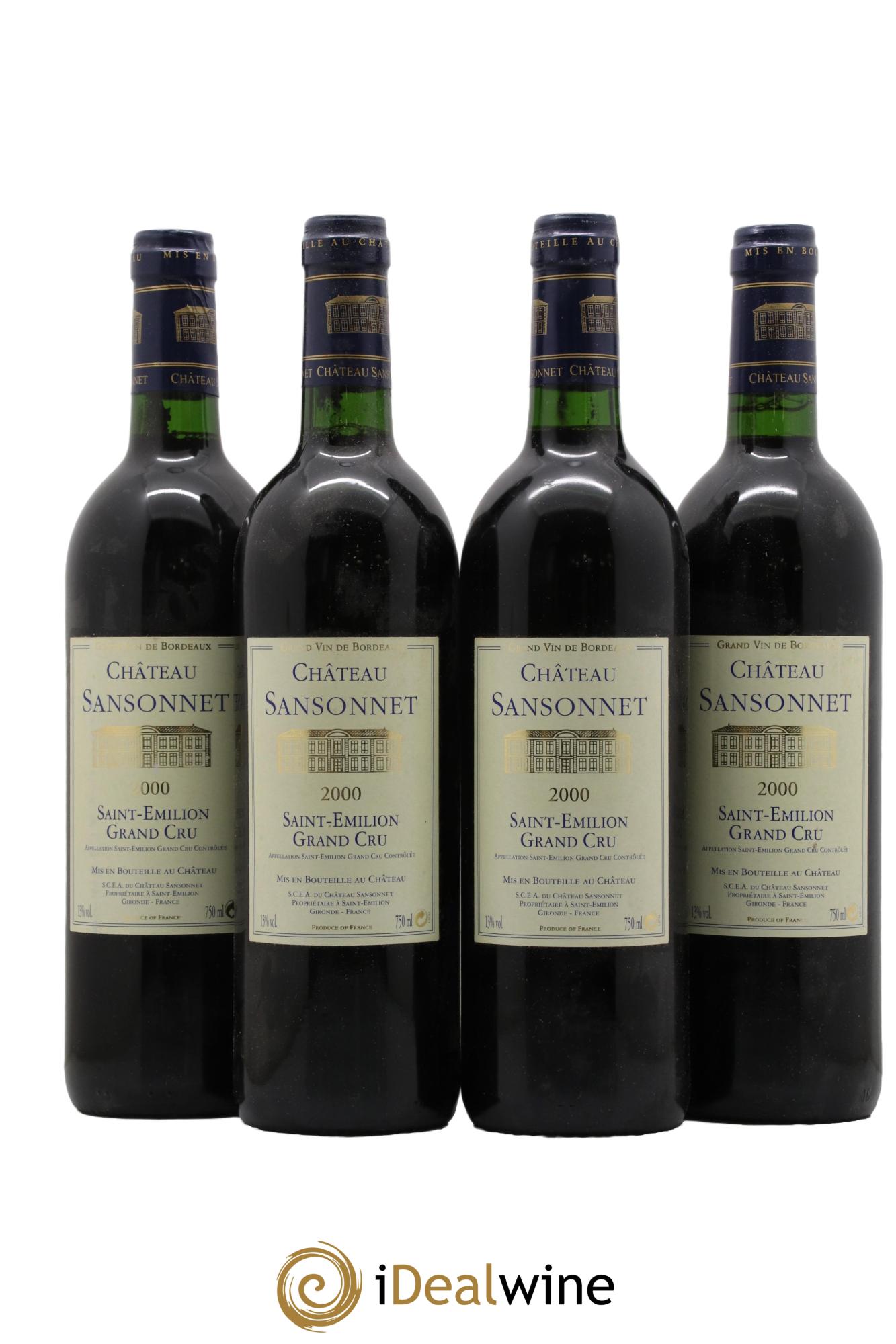 Château Sansonnet Grand Cru Classé 2000 - Lot de 4 bouteilles - 0