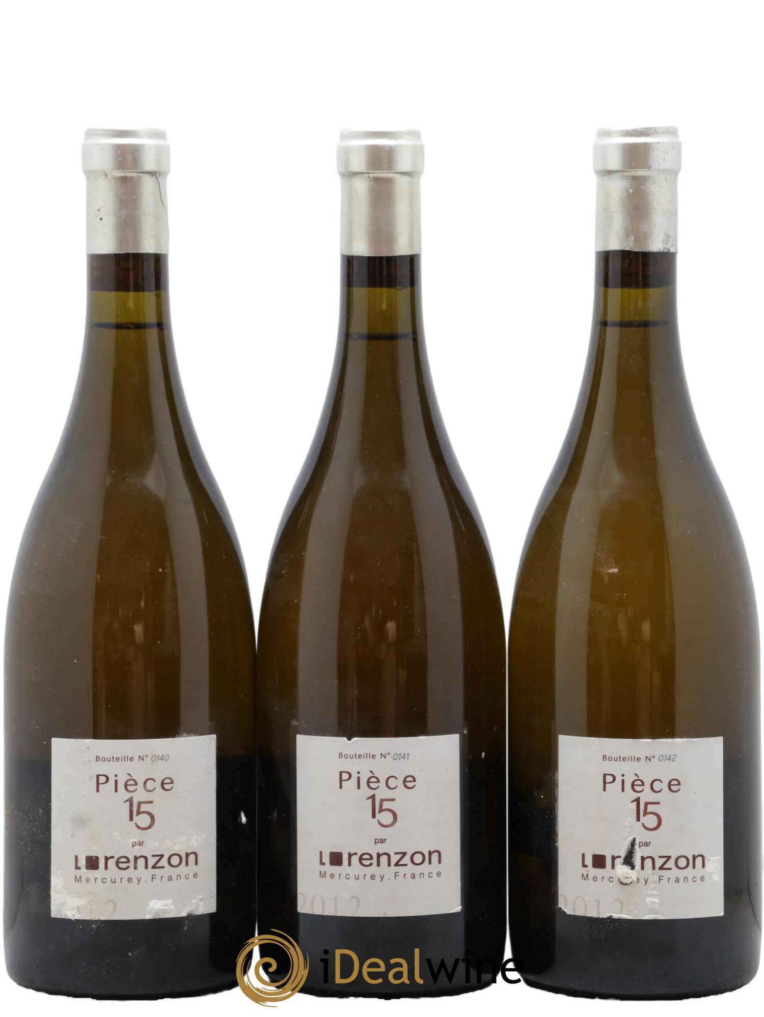 Mercurey 1er Cru Pièce 15 Bruno Lorenzon 2012 - Lot de 3 bouteilles - 0