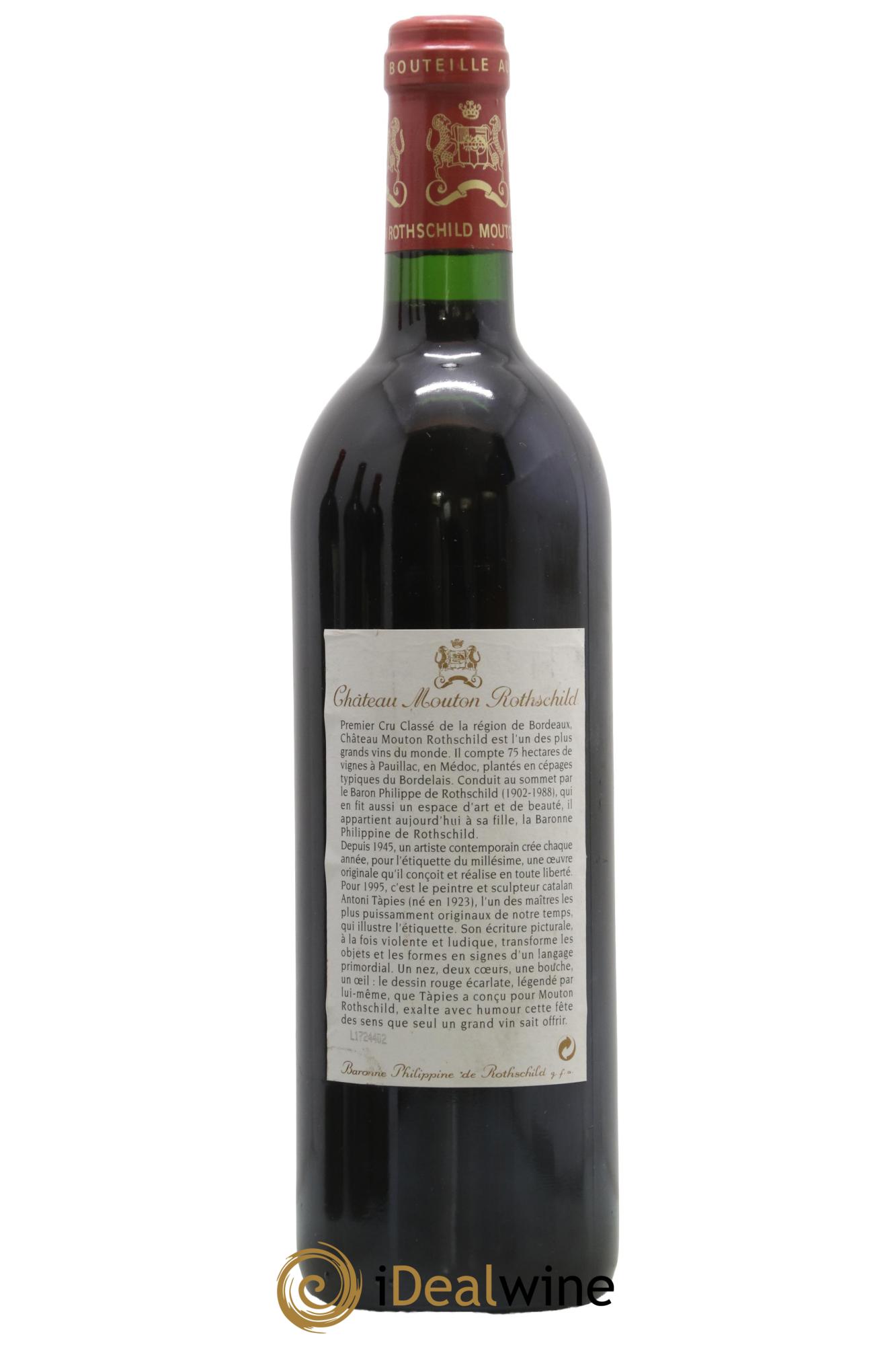 Château Mouton Rothschild 1er Grand Cru Classé 1995 - Lot de 1 bouteille - 1