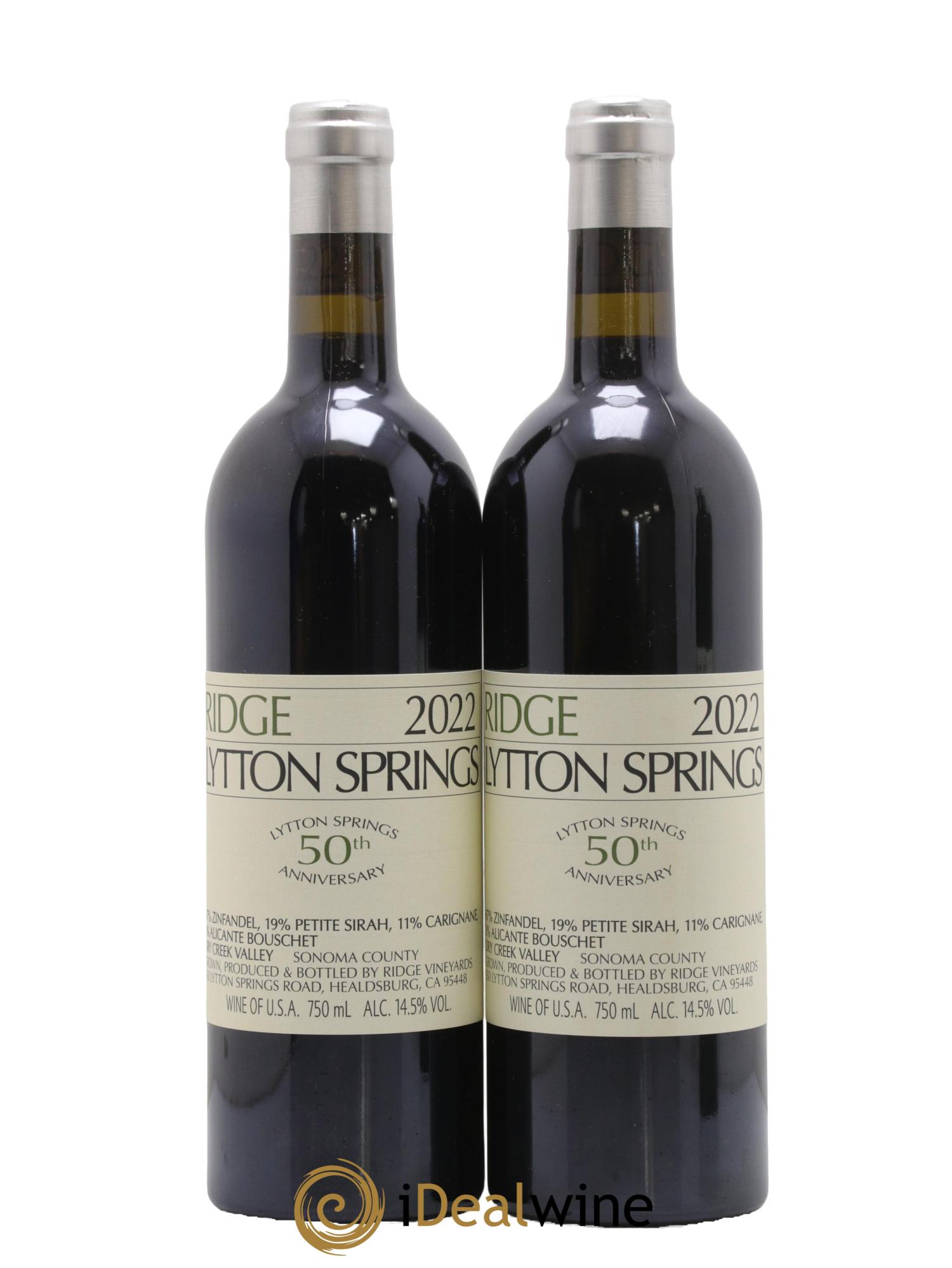Dry Creek Valley Lytton Springs Ridge Vineyards 2022 - Lot of 2 bottles - 0