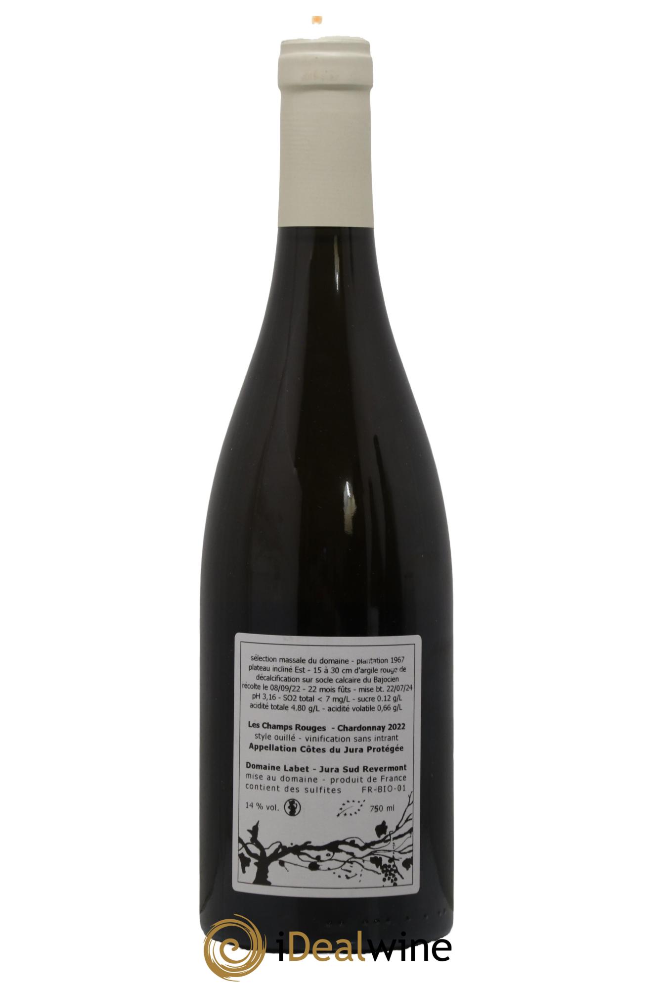 Côtes du Jura Chardonnay Les Champs Rouges Romain - Julien  - Charline Labet 2022 - Lot de 1 bouteille - 1