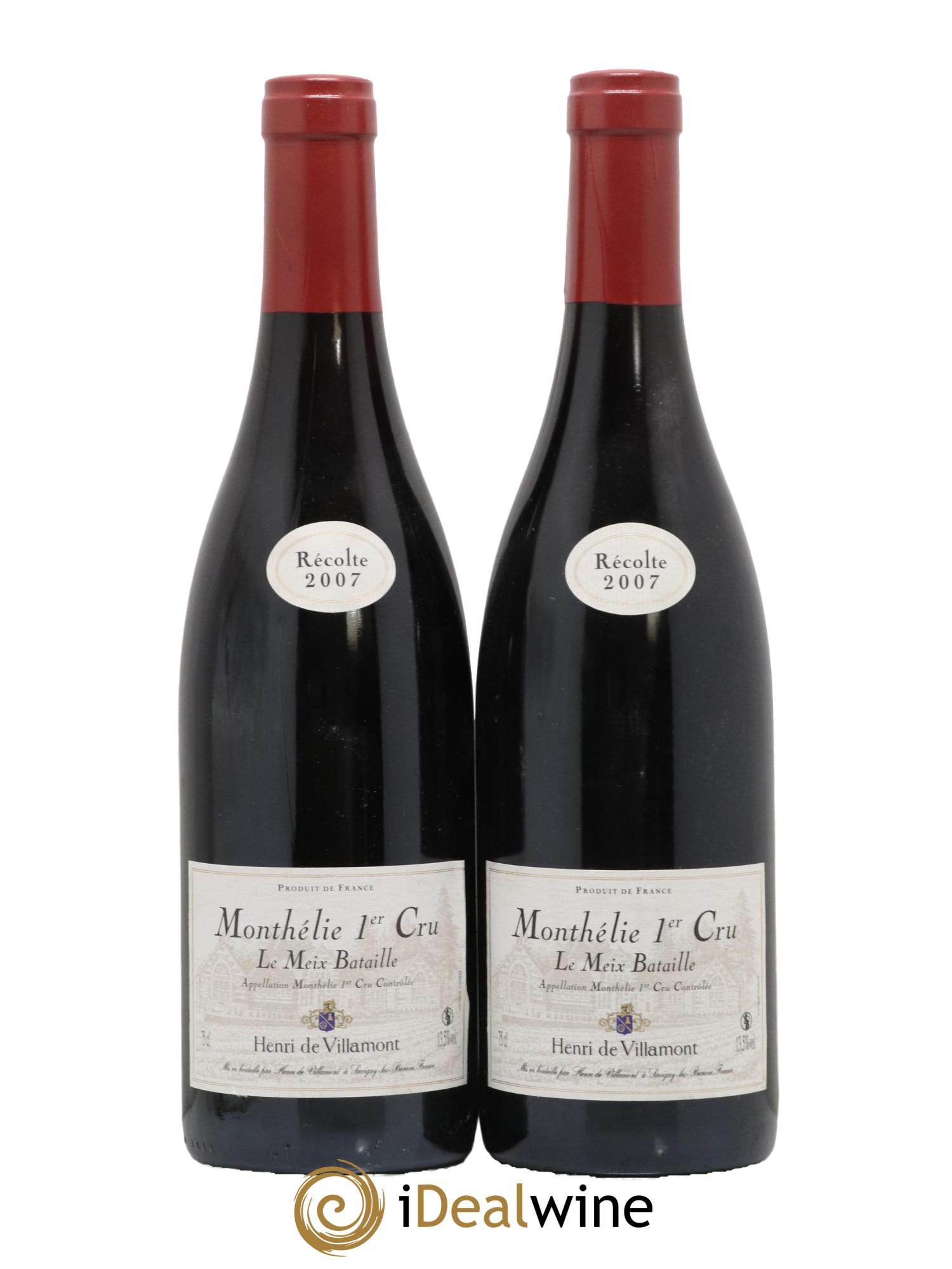 Monthélie 1er Cru Le Meix Bataille Henri De Villamont 2007 - Lot de 2 bouteilles - 0