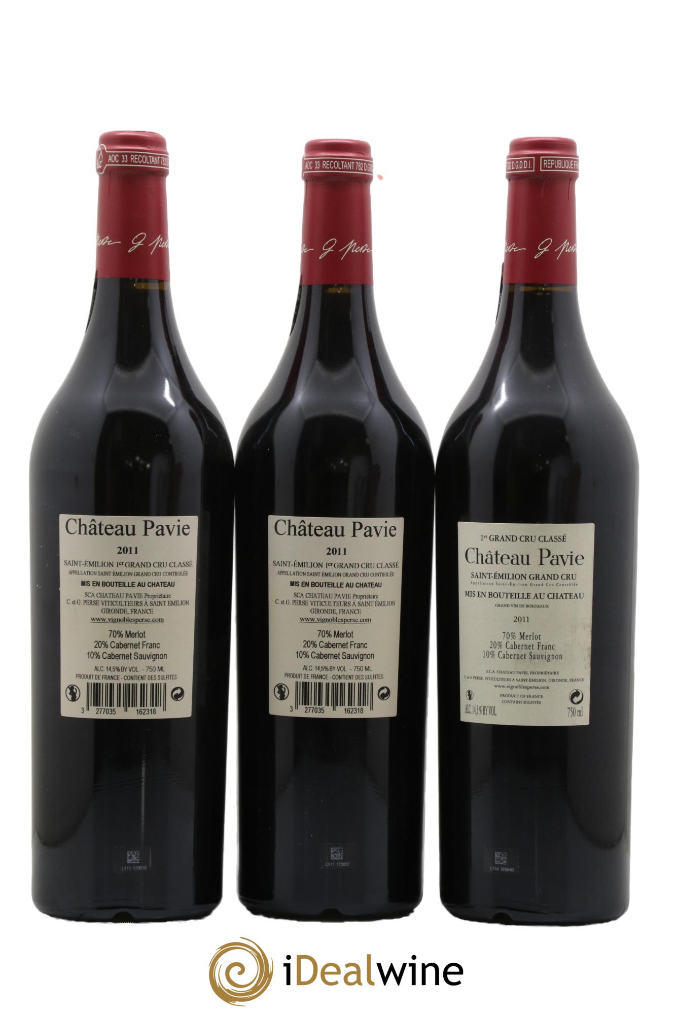 Château Pavie 1er Grand Cru Classé A 2011 - Lot de 3 bouteilles - 1