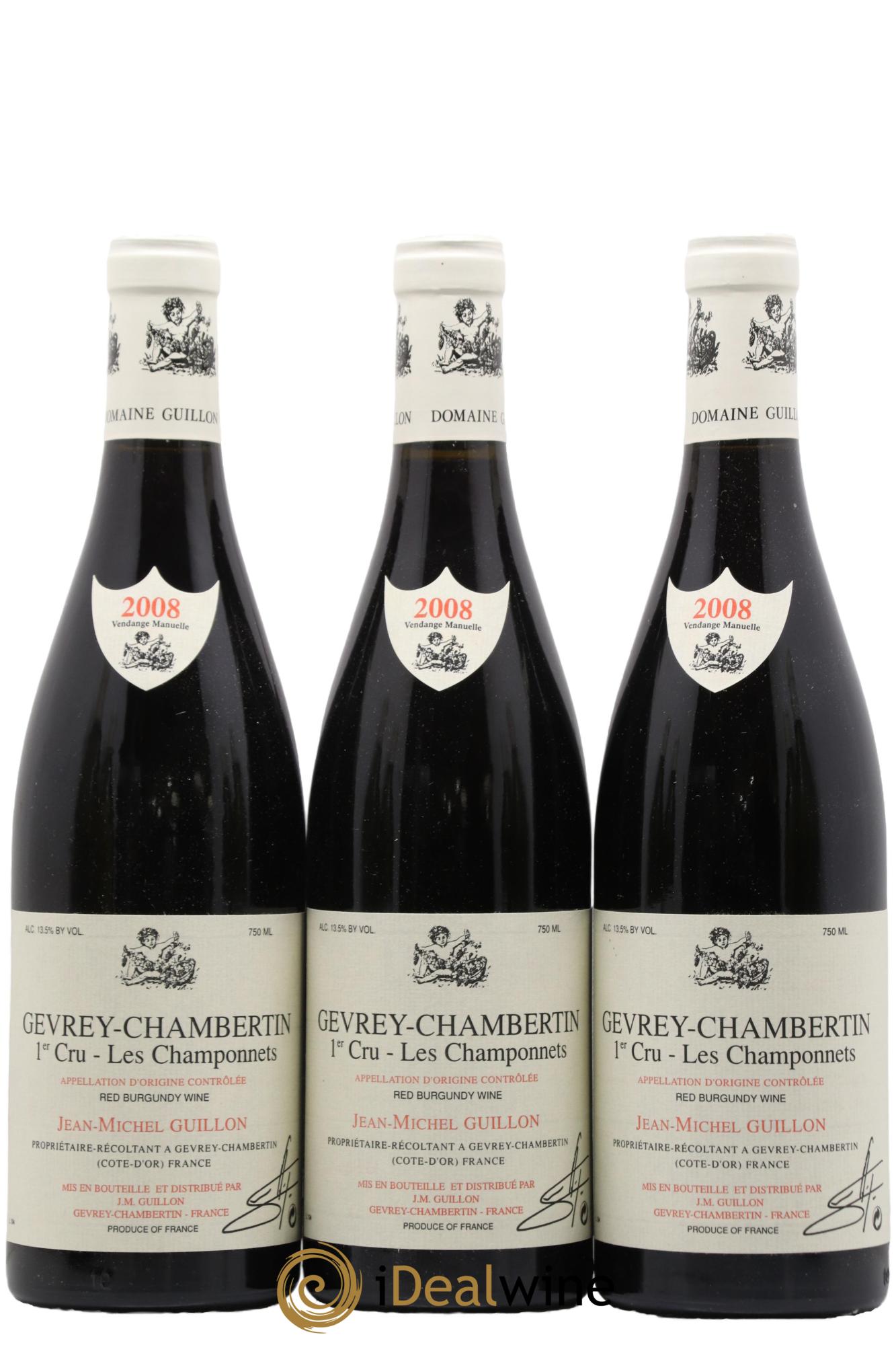 Gevrey-Chambertin 1er Cru Les Champonnets Jean-Michel Guillon 2008 - Lot de 3 bouteilles - 0
