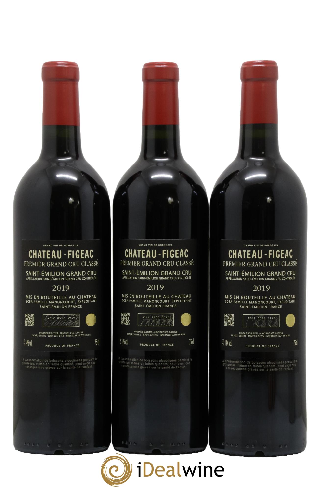 Château Figeac 1er Grand Cru Classé A  2019 - Lot of 3 bottles - 1