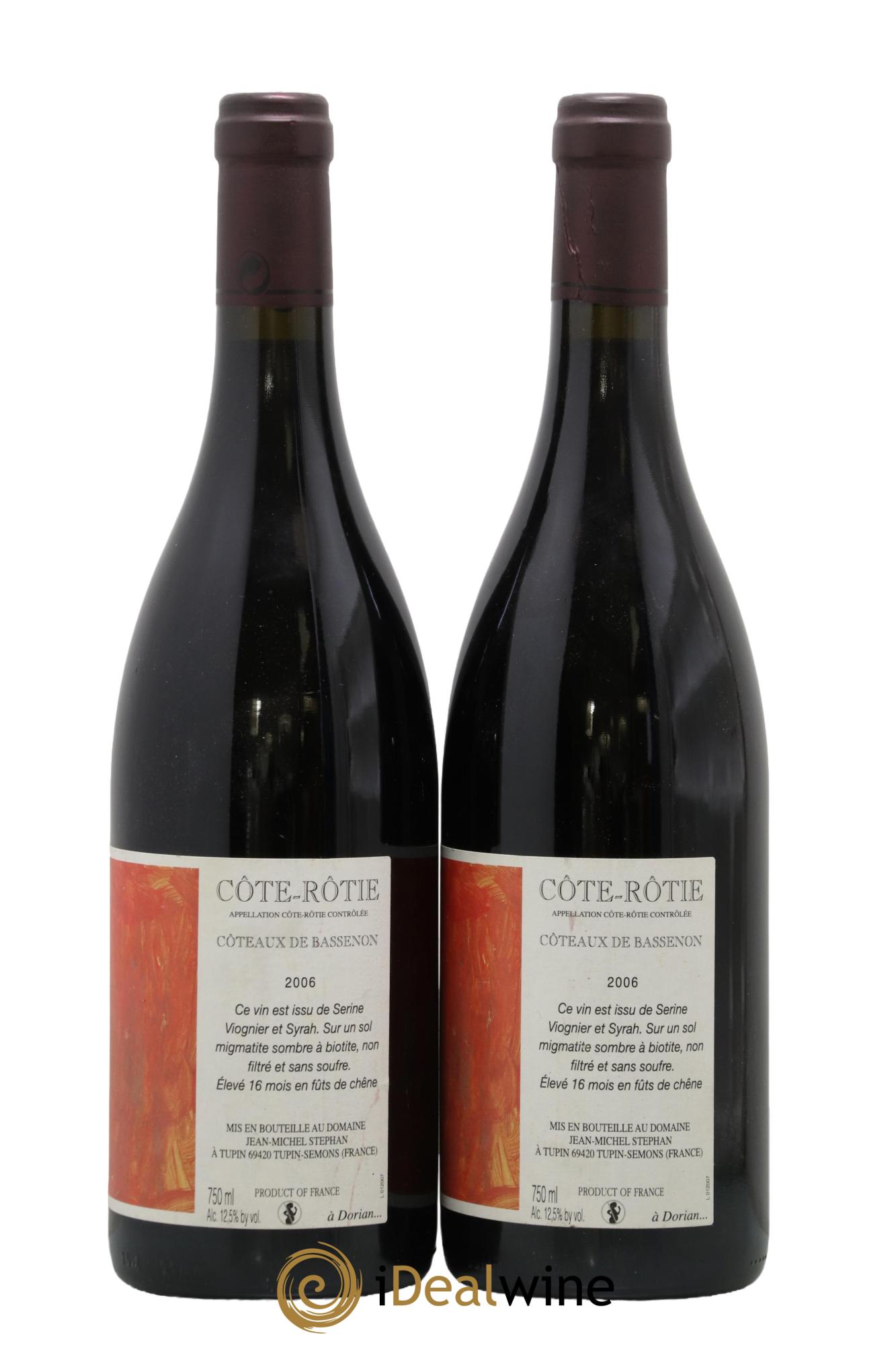 Côte-Rôtie Coteaux de Bassenon Jean-Michel Stephan 2006 - Lot de 2 bouteilles - 1