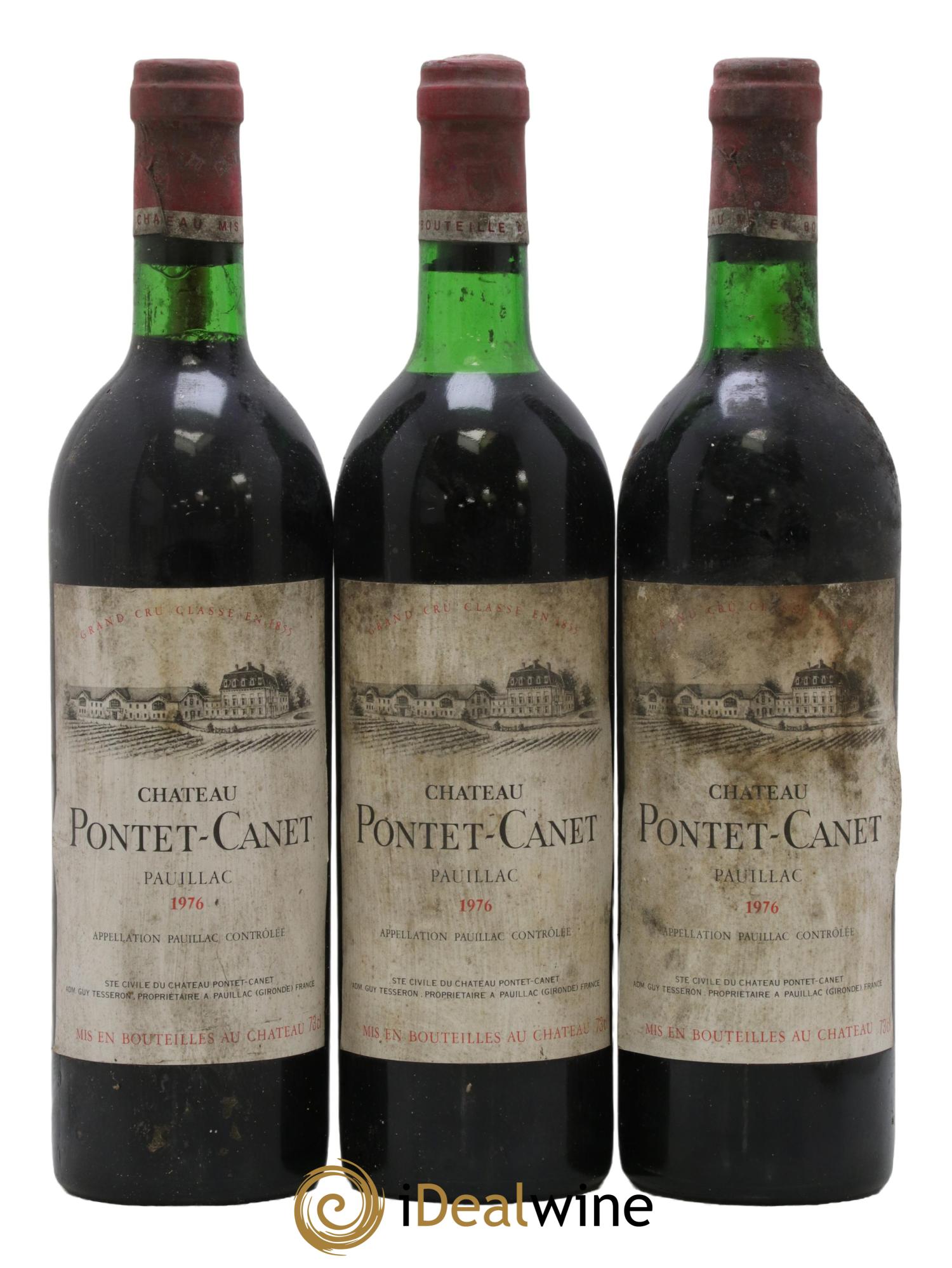 Château Pontet Canet 5ème Grand Cru Classé 1976 - Lot of 3 bottles - 0