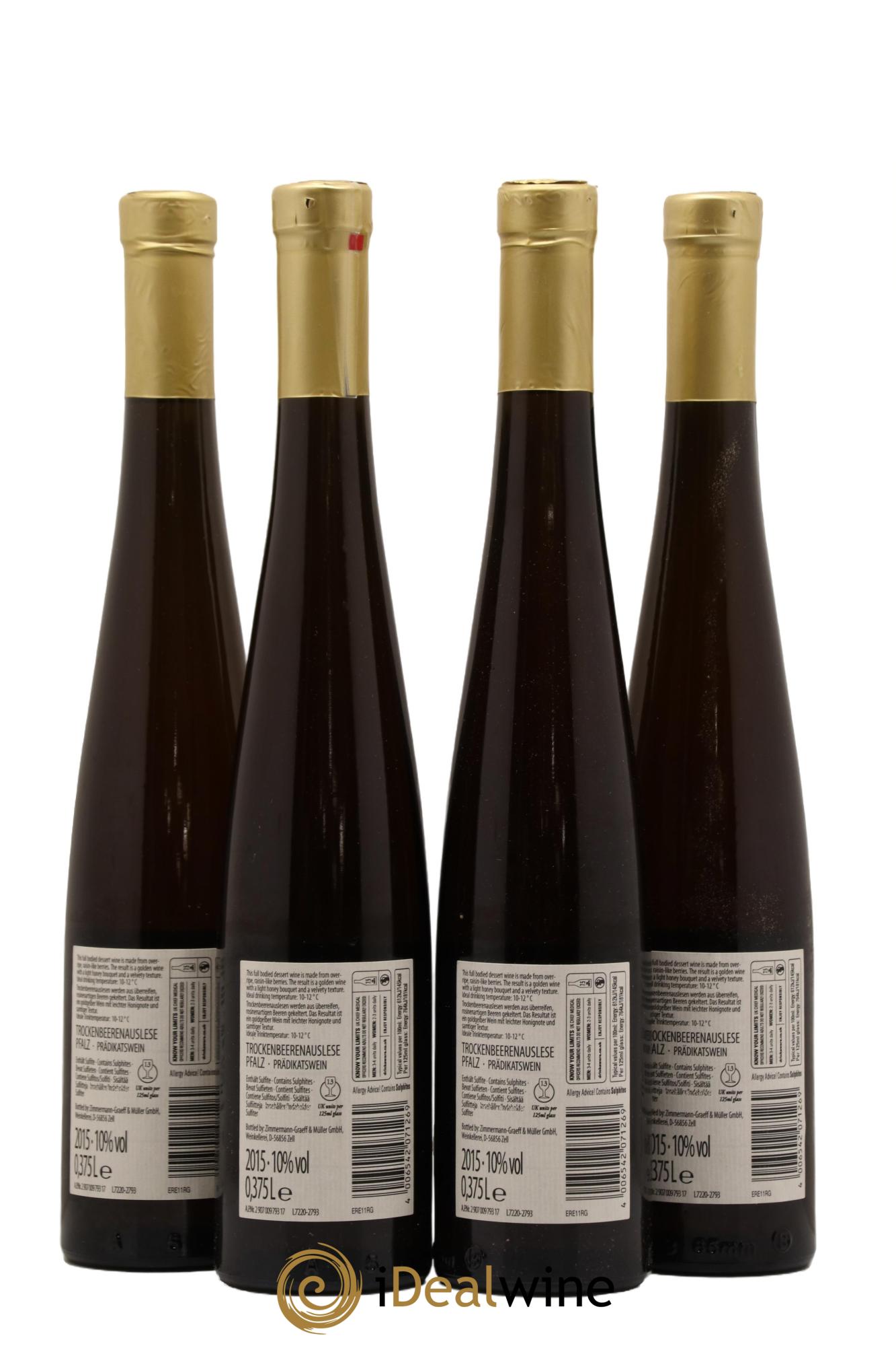 Allemagne Pfalz Trockenbeerenauslese Roman Graeff 2015 - Posten von 4 Demi-Flaschen - 1