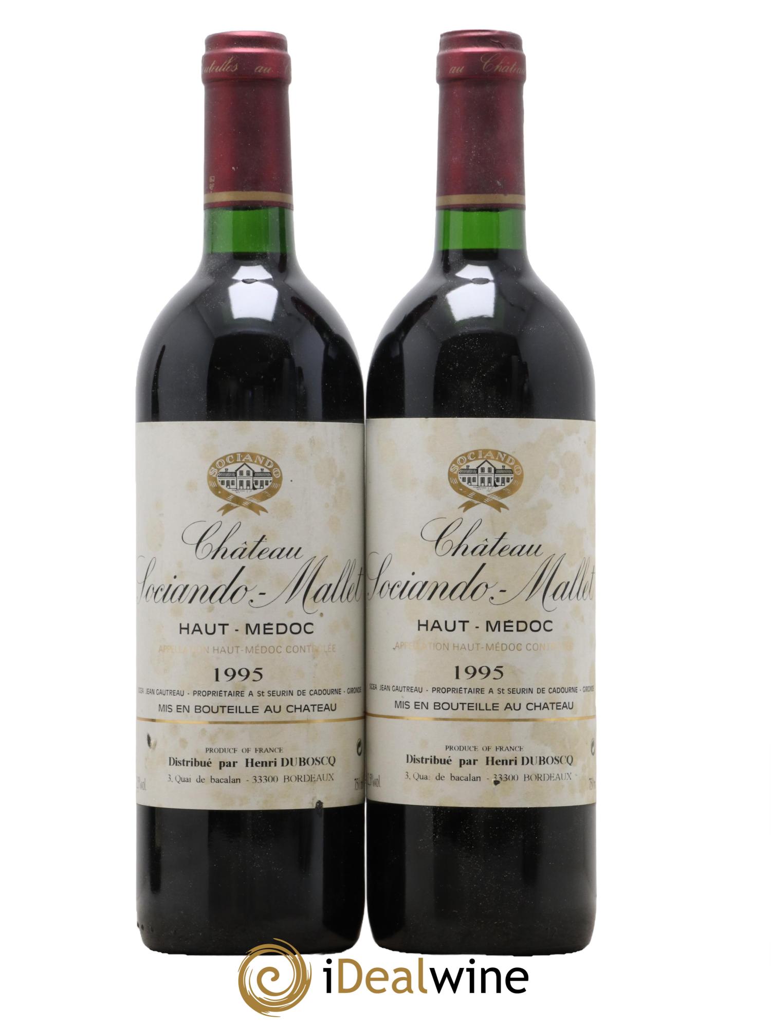 Château Sociando Mallet 1995 - Lot de 2 bouteilles - 0