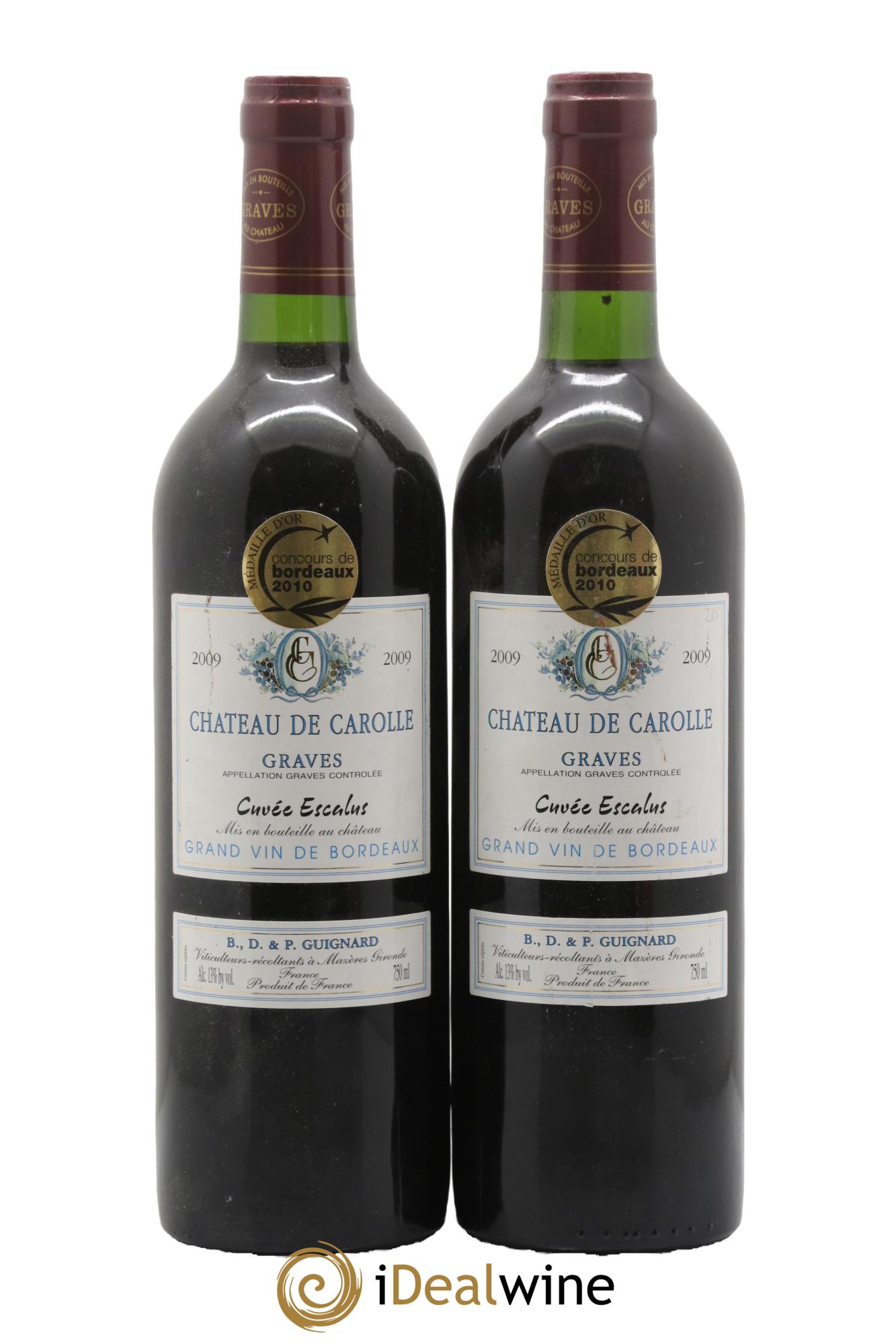 Graves Cuvée Escalus Château La Carolle 2009 - Lot de 2 bouteilles - 0
