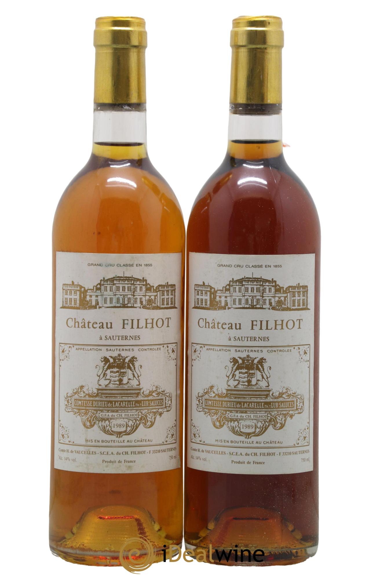 Château Filhot 2ème Grand Cru Classé 1989 - Lotto di 2 bottiglie - 0