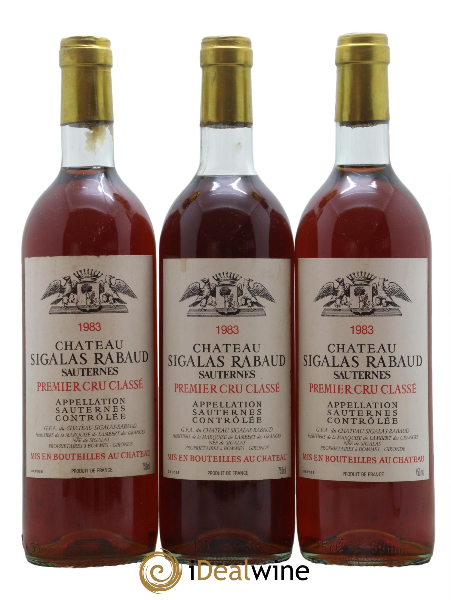 Château Sigalas Rabaud 1er Grand Cru Classé 1983 - Lotto di 3 bottiglie - 0