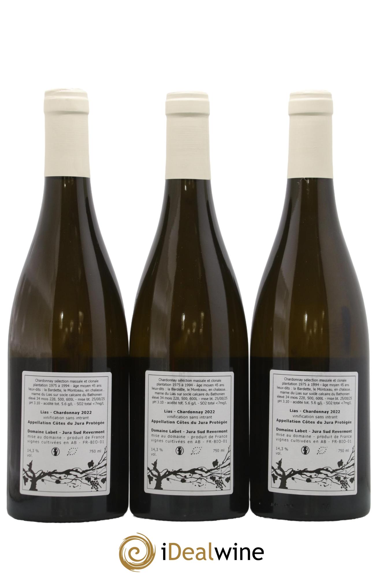 Côtes du Jura Chardonnay Lias Romain - Julien - Charline Labet 2022 - Lot of 3 bottles - 1