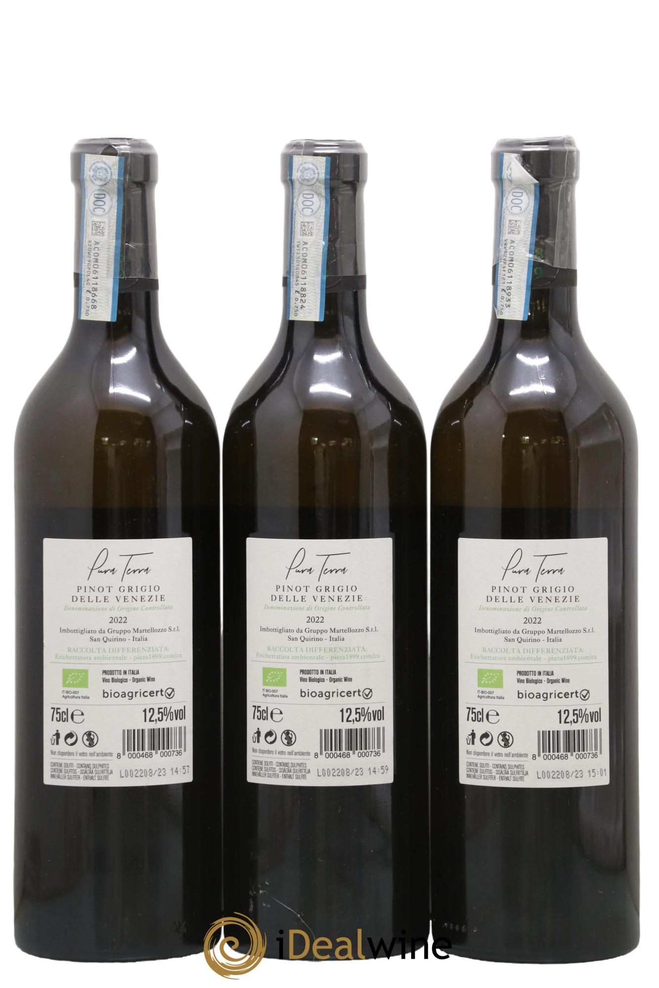 Italie Venezie Pura Terra Pinot Grigio Piera 2022 - Lot de 3 bouteilles - 1