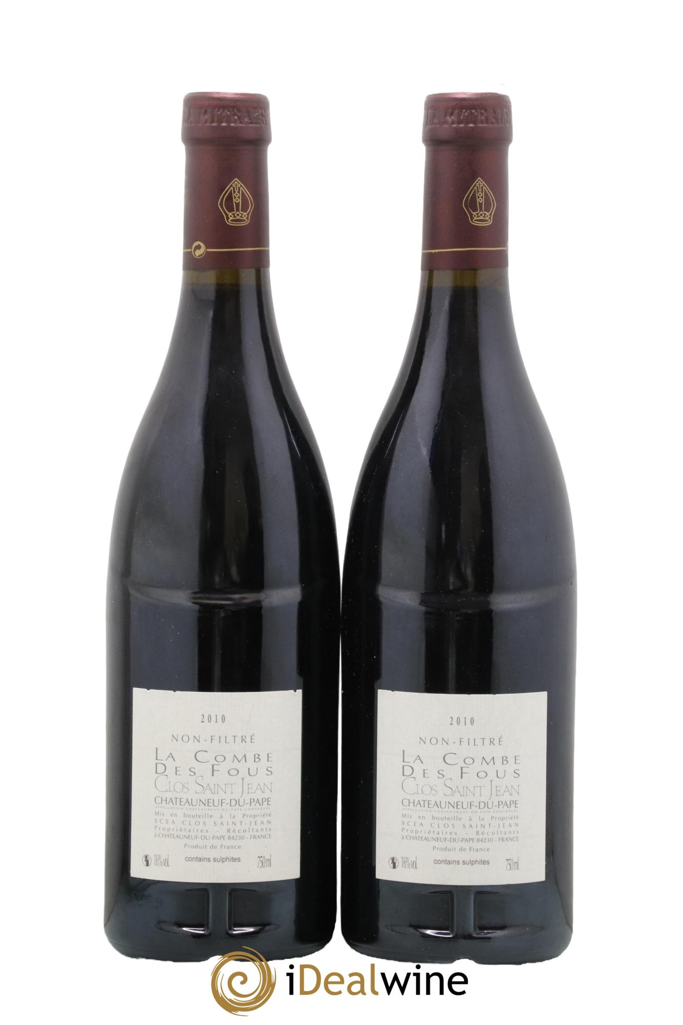 Châteauneuf-du-Pape Clos Saint-Jean La Combe des Fous Pascal et Vincent Maurel 2010 - Lot de 2 bouteilles - 1