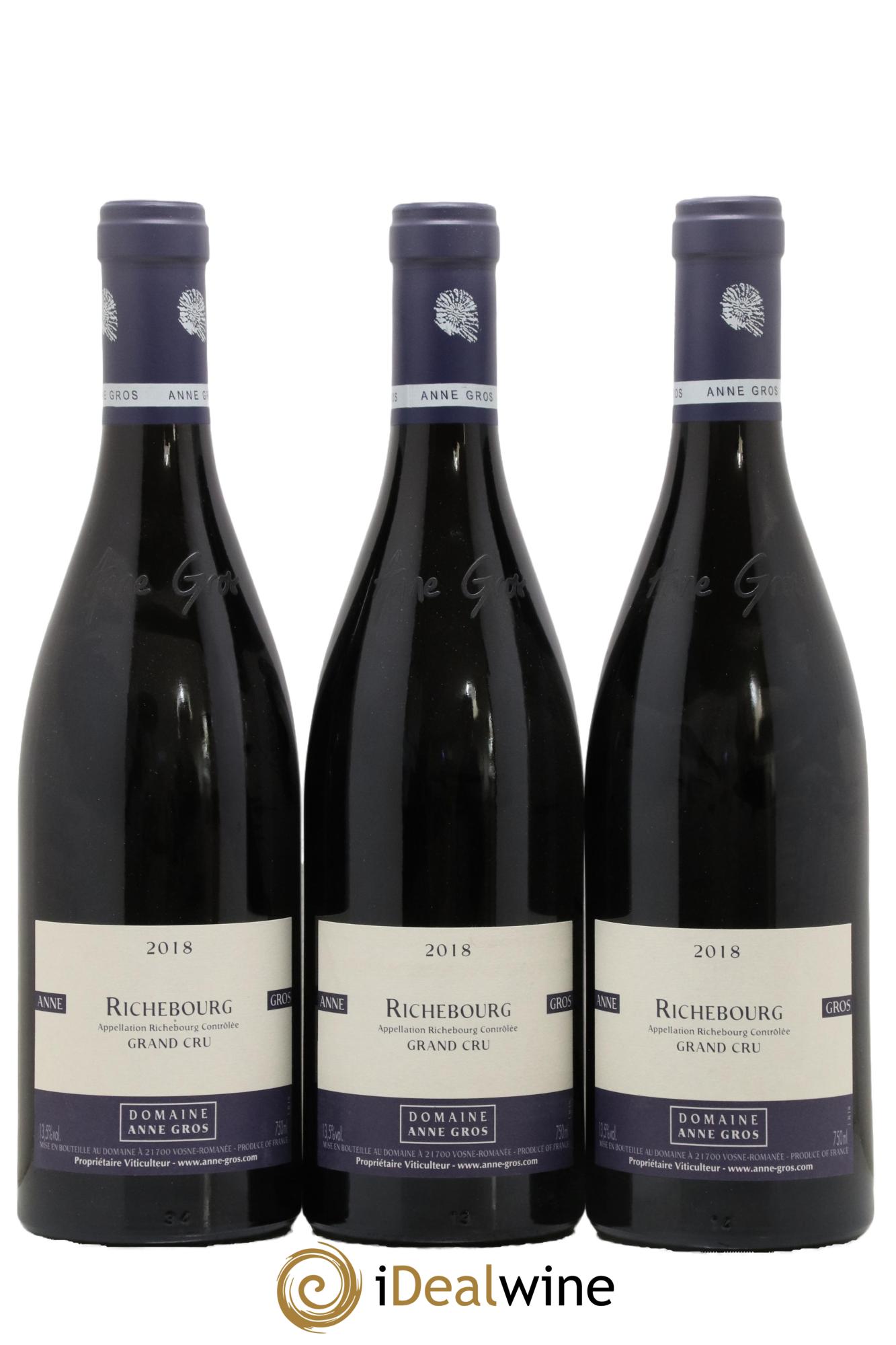 Richebourg Grand Cru Anne Gros 2018 - Lot of 3 bottles - 0