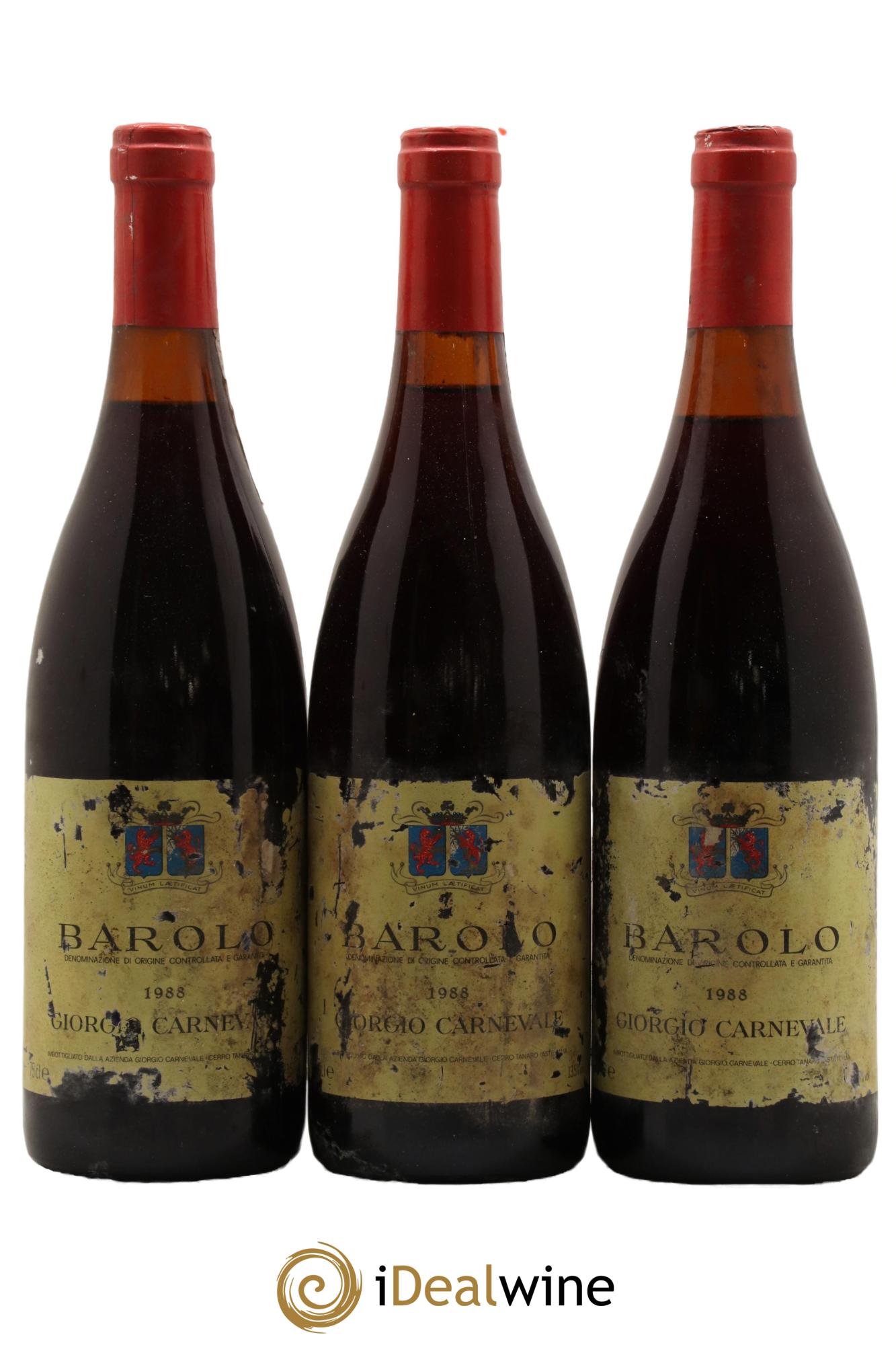 Barolo Giorgio Carnevale 1988 - Lot de 3 bouteilles - 0