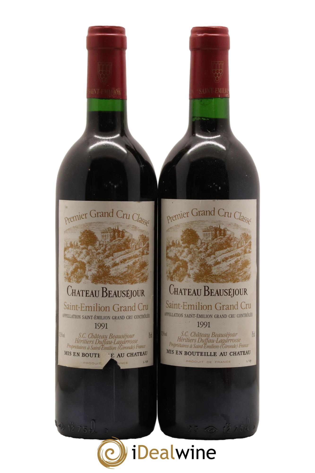 Château Beauséjour (Duffau-Lagarrosse) 1er Grand Cru Classé B 1991 - Lot de 2 bouteilles - 0