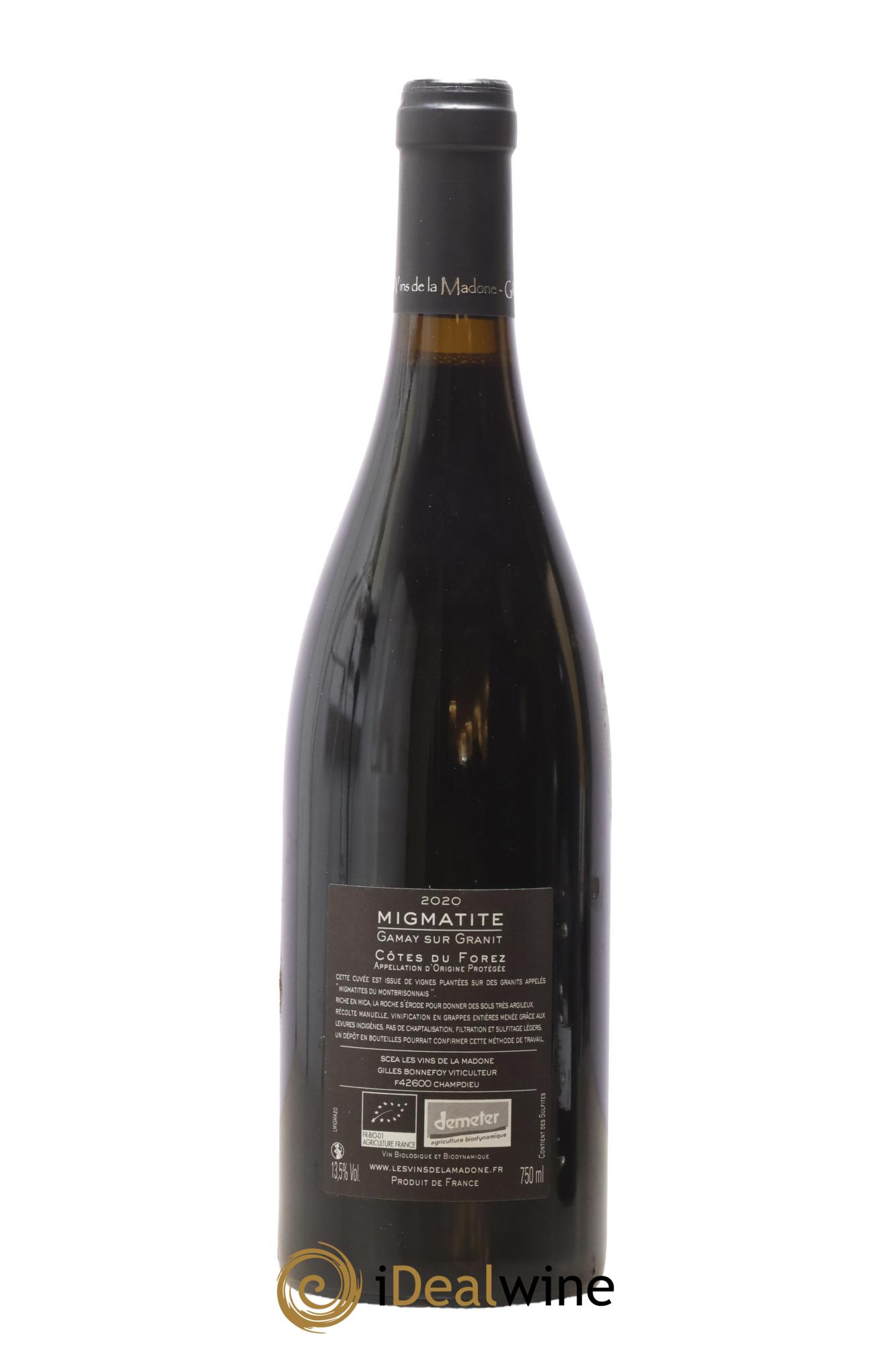 Val de Loire Côtes de Forez Migmatite Gilles Bonnefoy Les Vins de la Madone 2020 - Lot de 1 bouteille - 1