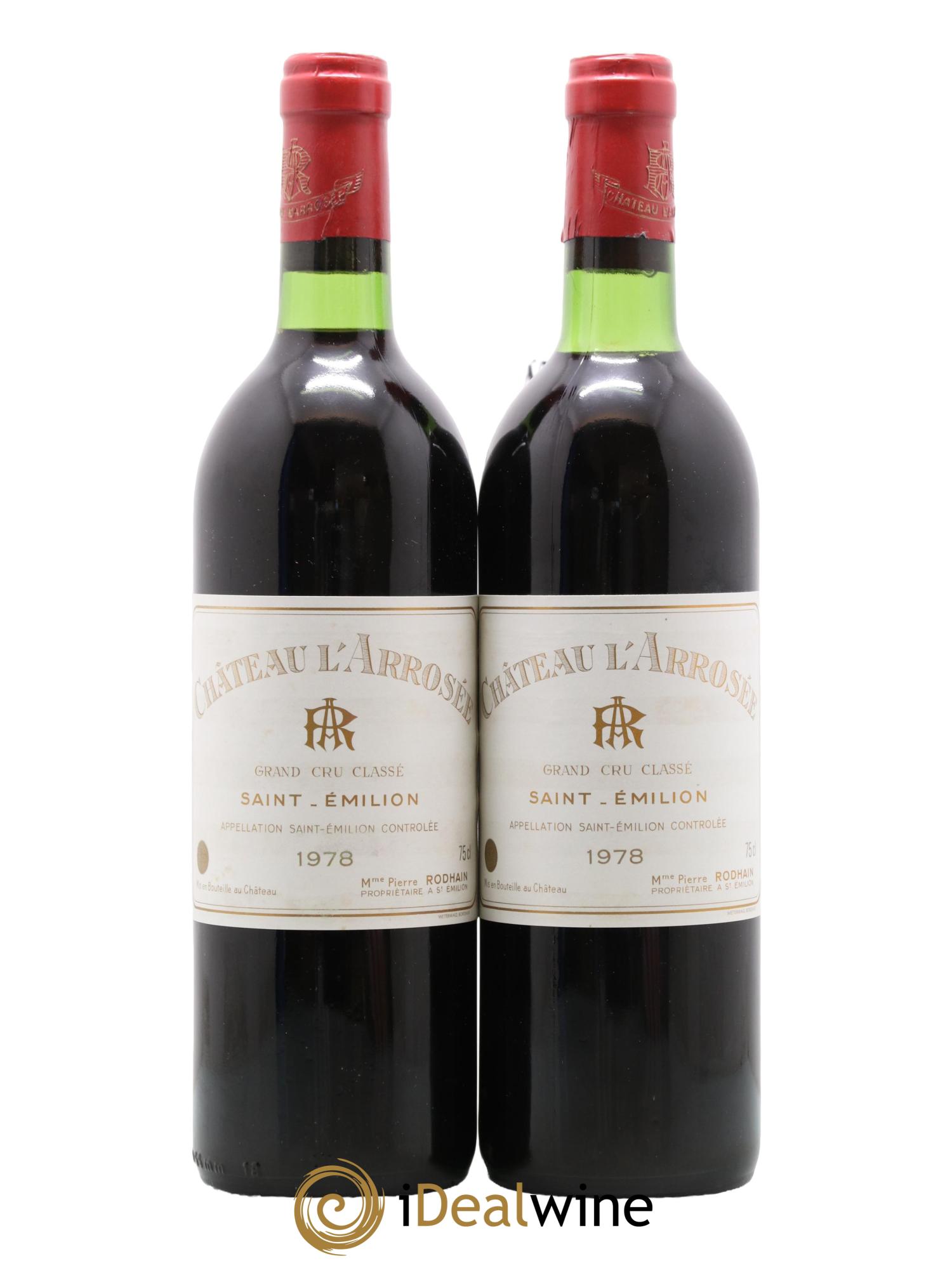 Château l' Arrosée Grand Cru Classé 1978 - Lot de 2 bouteilles - 0