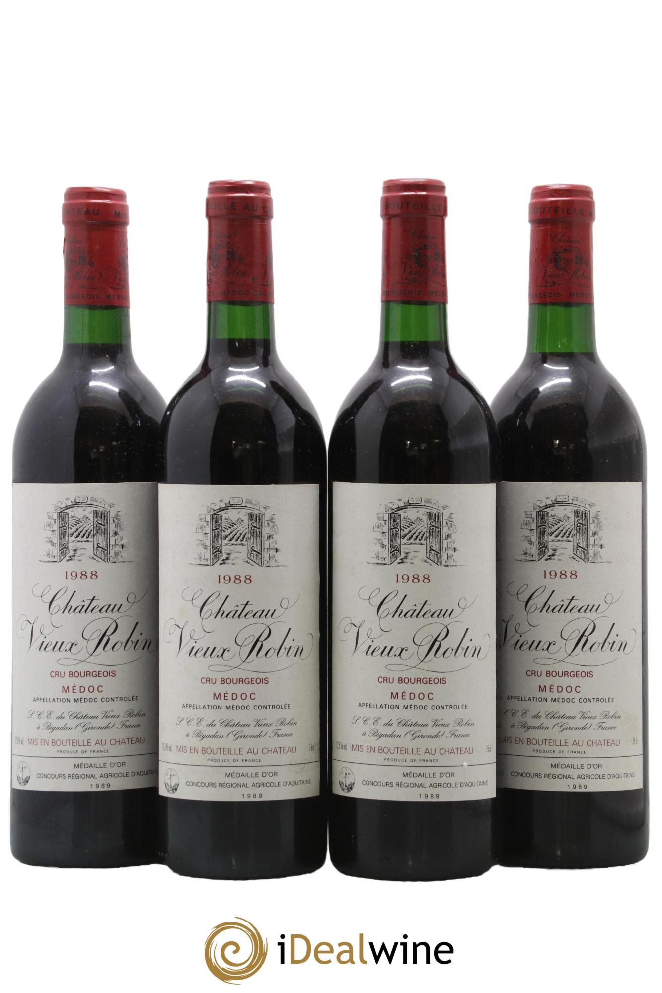 Château Vieux Robin Cru Bourgeois 1988 - Lotto di 4 bottiglie - 0