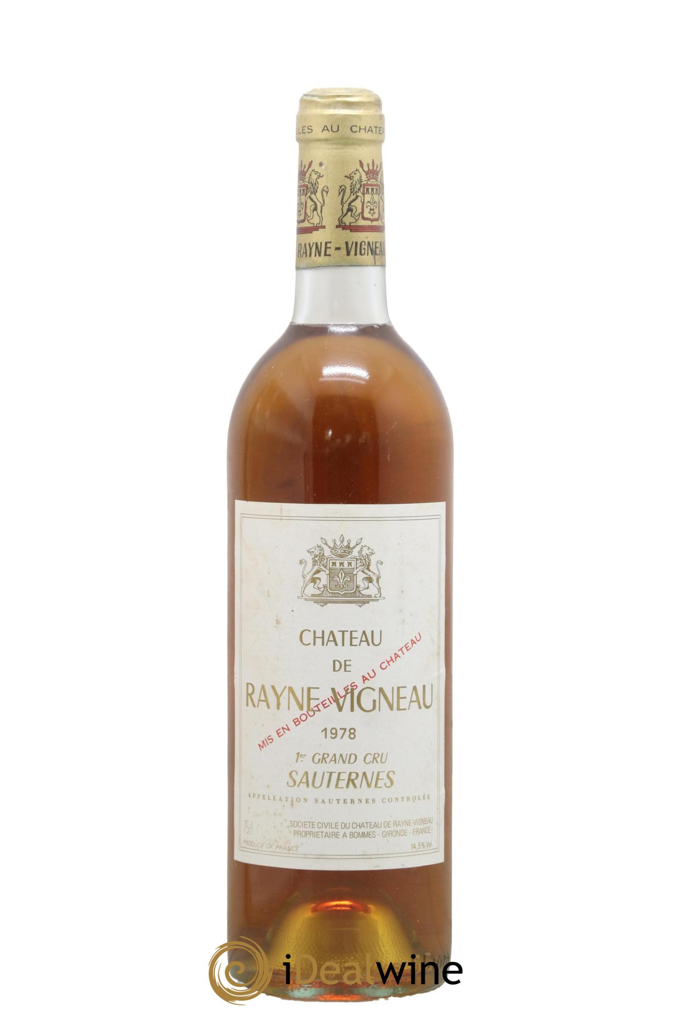 Château de Rayne Vigneau 1er Grand Cru Classé 1978 - Lot de 1 bouteille - 0